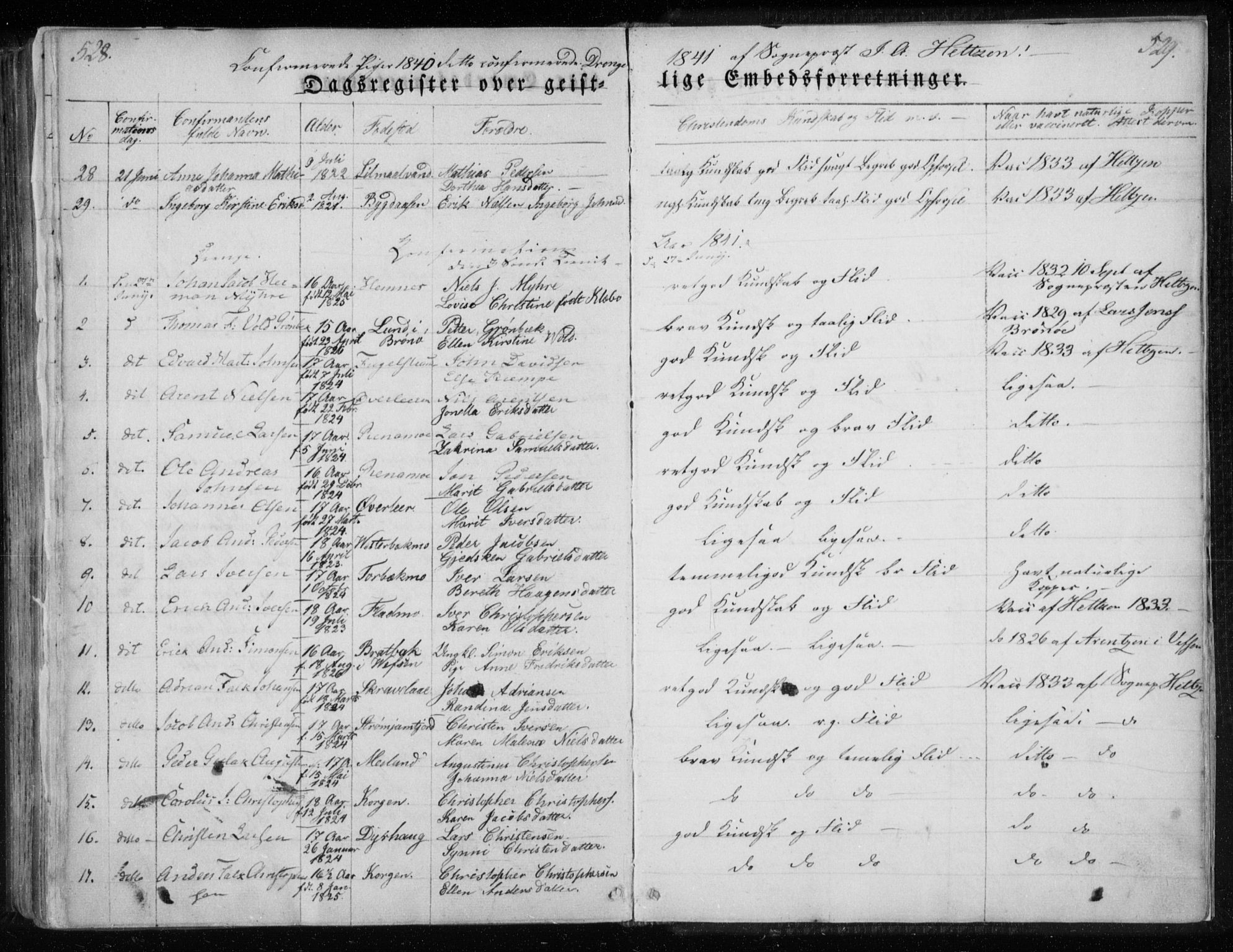 Ministerialprotokoller, klokkerbøker og fødselsregistre - Nordland, SAT/A-1459/825/L0354: Parish register (official) no. 825A08, 1826-1841, p. 528-529