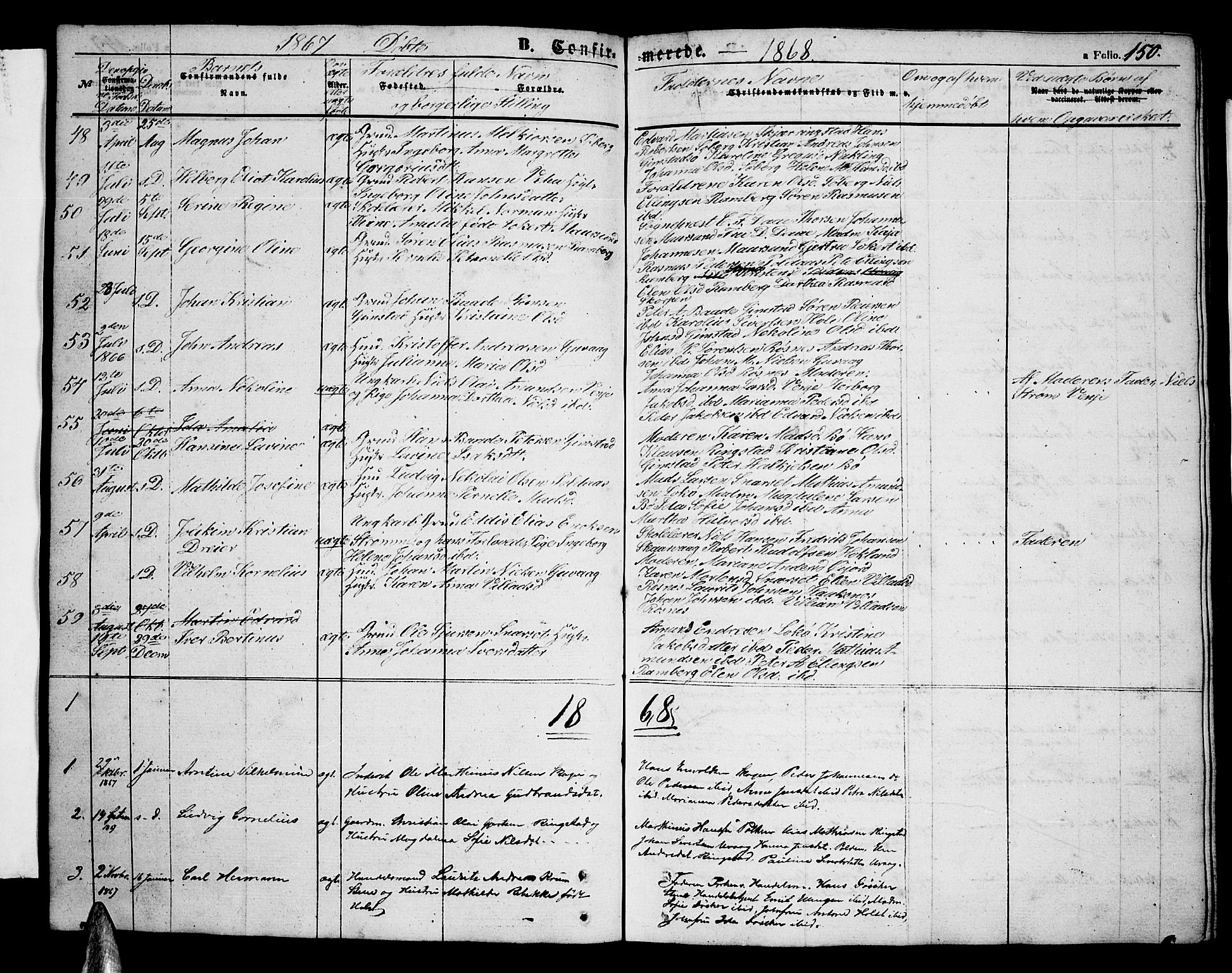 Ministerialprotokoller, klokkerbøker og fødselsregistre - Nordland, SAT/A-1459/891/L1313: Parish register (copy) no. 891C02, 1856-1870, p. 150