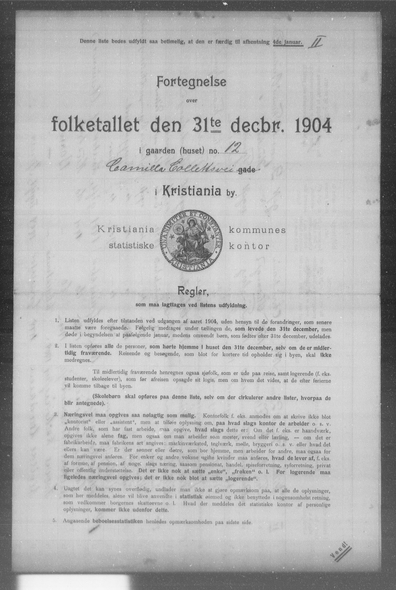 OBA, Municipal Census 1904 for Kristiania, 1904, p. 2477