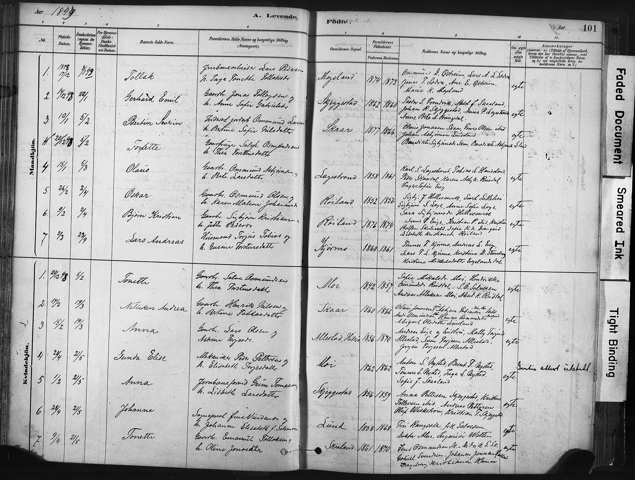 Lund sokneprestkontor, SAST/A-101809/S06/L0011: Parish register (official) no. A 10, 1877-1904, p. 101