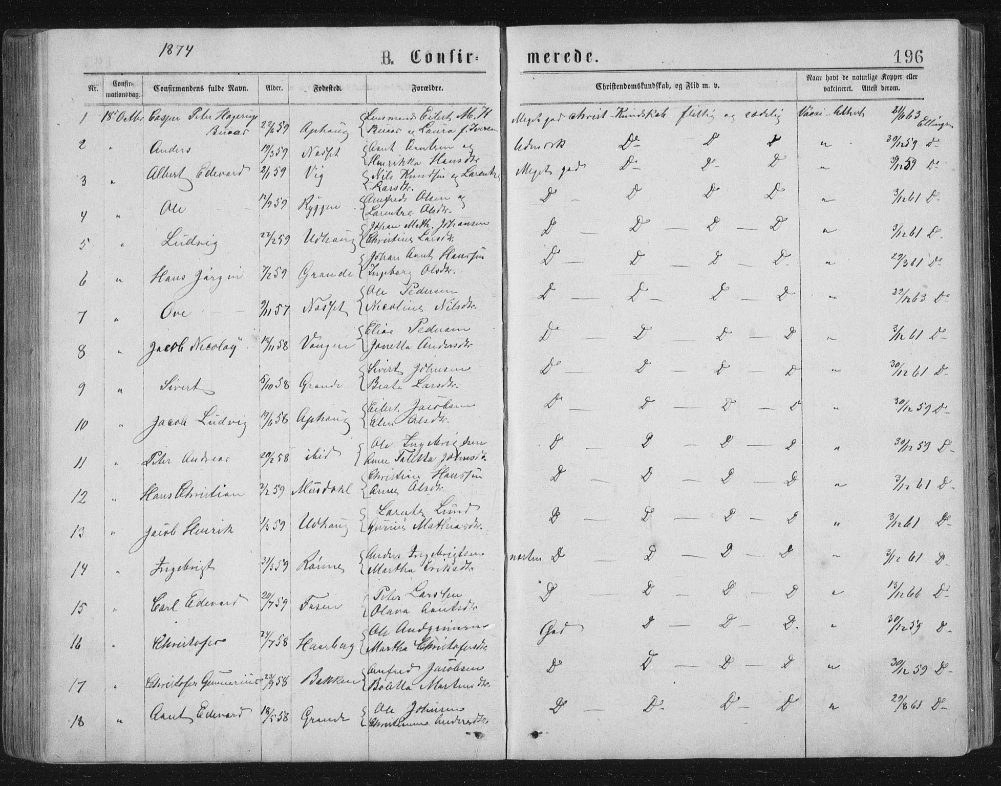 Ministerialprotokoller, klokkerbøker og fødselsregistre - Sør-Trøndelag, SAT/A-1456/659/L0745: Parish register (copy) no. 659C02, 1869-1892, p. 196