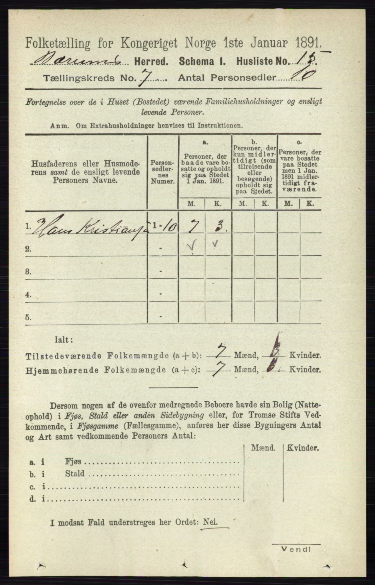 RA, 1891 census for 0219 Bærum, 1891, p. 4052