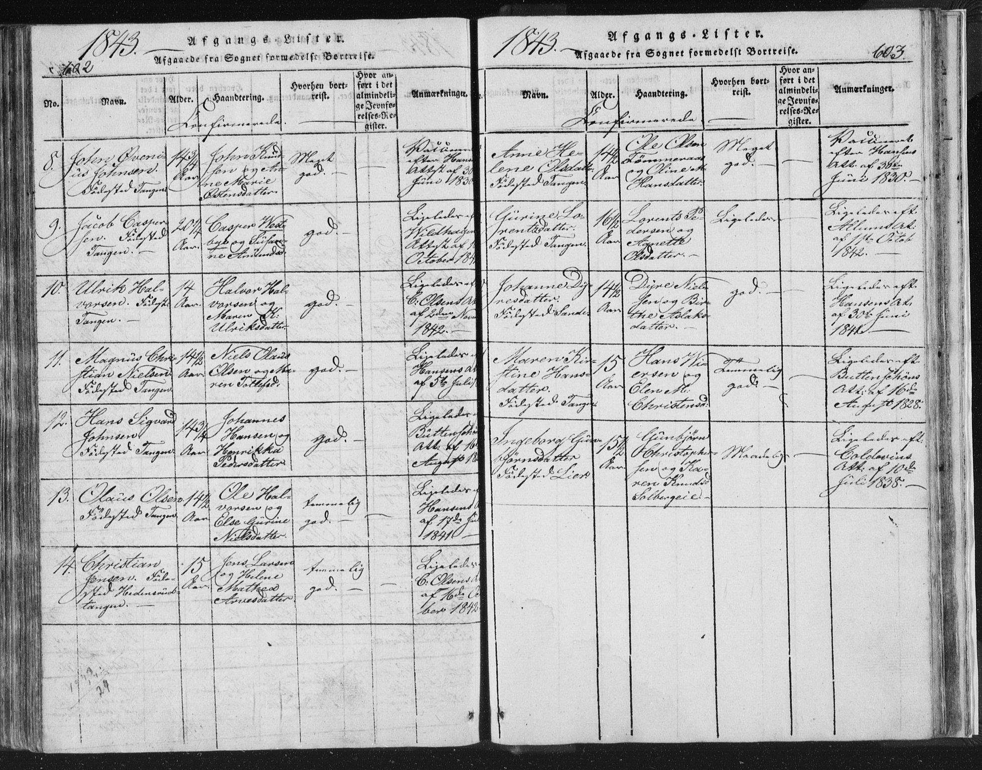 Strømsø kirkebøker, AV/SAKO-A-246/F/Fb/L0004: Parish register (official) no. II 4, 1814-1843, p. 602-603