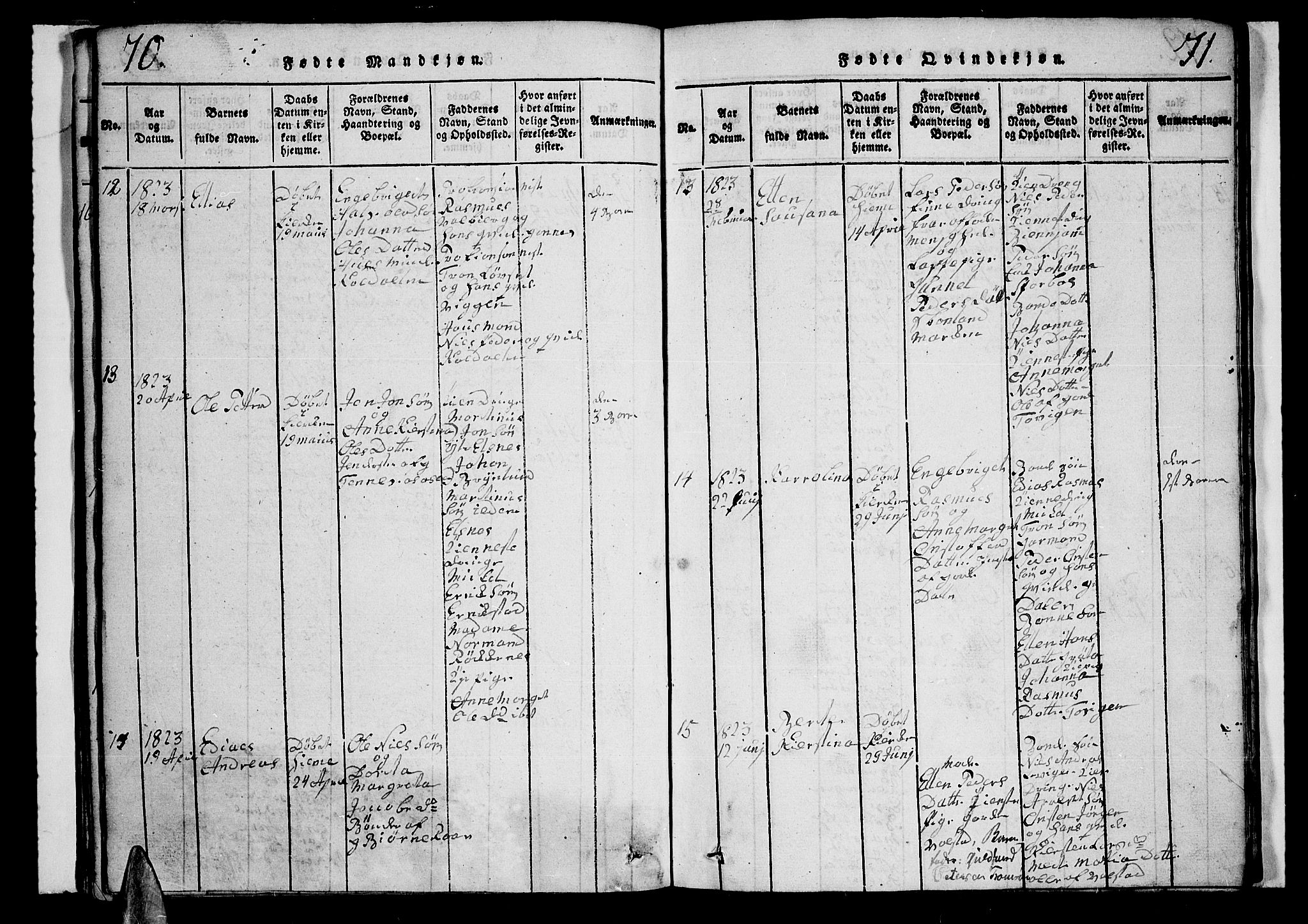 Trondenes sokneprestkontor, AV/SATØ-S-1319/H/Hb/L0003klokker: Parish register (copy) no. 3, 1820-1834, p. 70-71