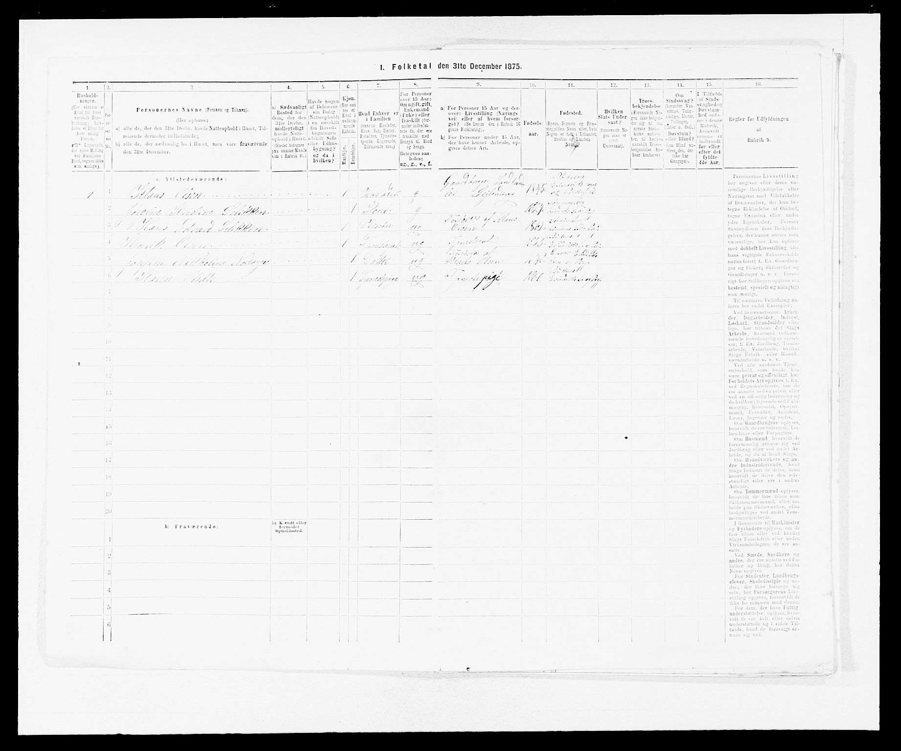 SAB, 1875 census for 1411P Eivindvik, 1875, p. 858