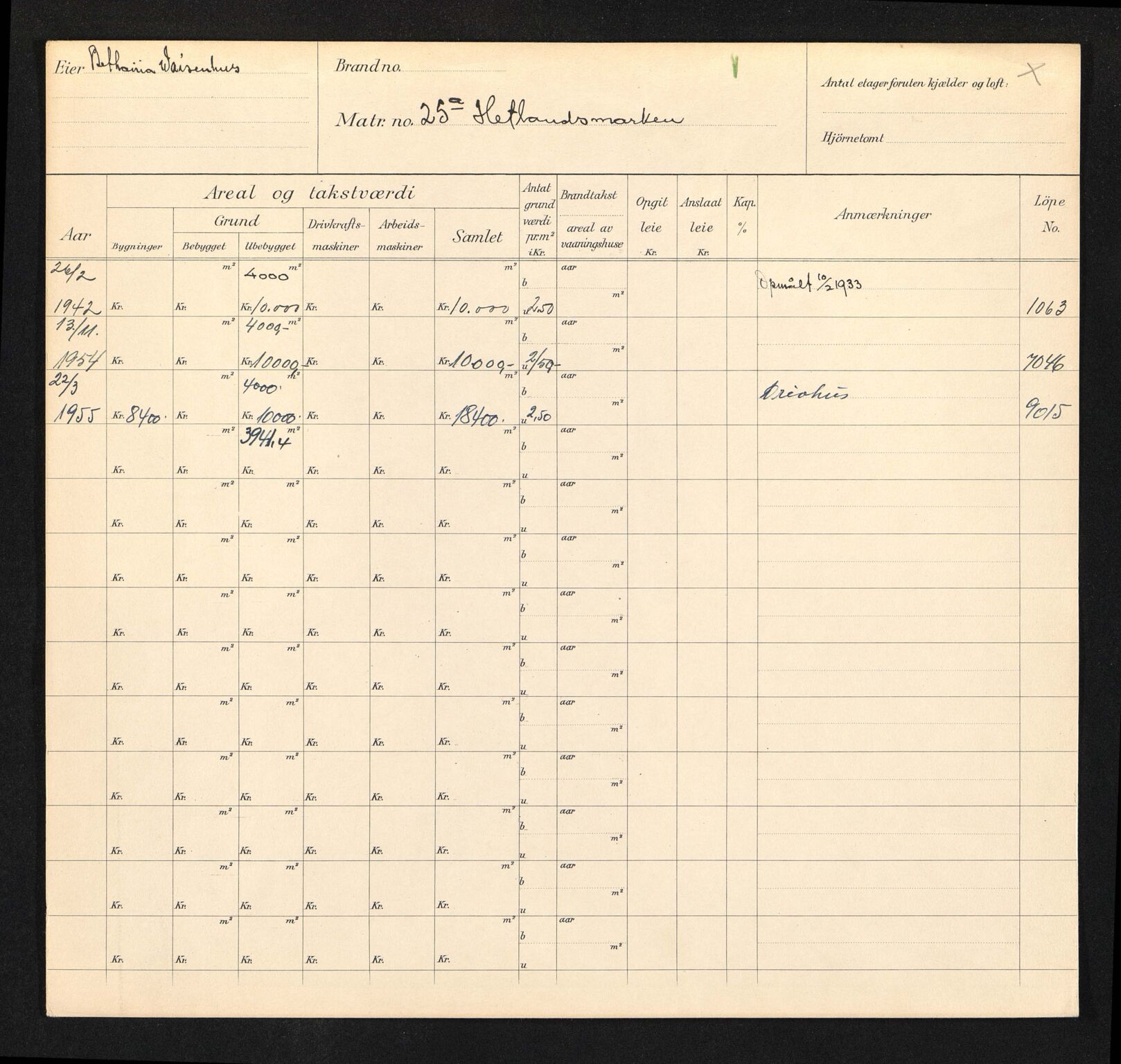 Stavanger kommune. Skattetakstvesenet, BYST/A-0440/F/Fa/Faa/L0018/0001: Skattetakstkort / Hetlandsmarka 25 - 55