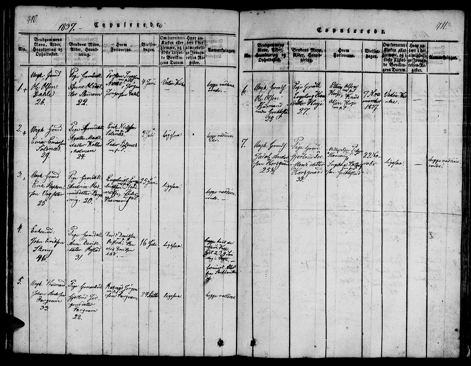 Ministerialprotokoller, klokkerbøker og fødselsregistre - Møre og Romsdal, SAT/A-1454/547/L0602: Parish register (official) no. 547A04, 1818-1845, p. 410-411