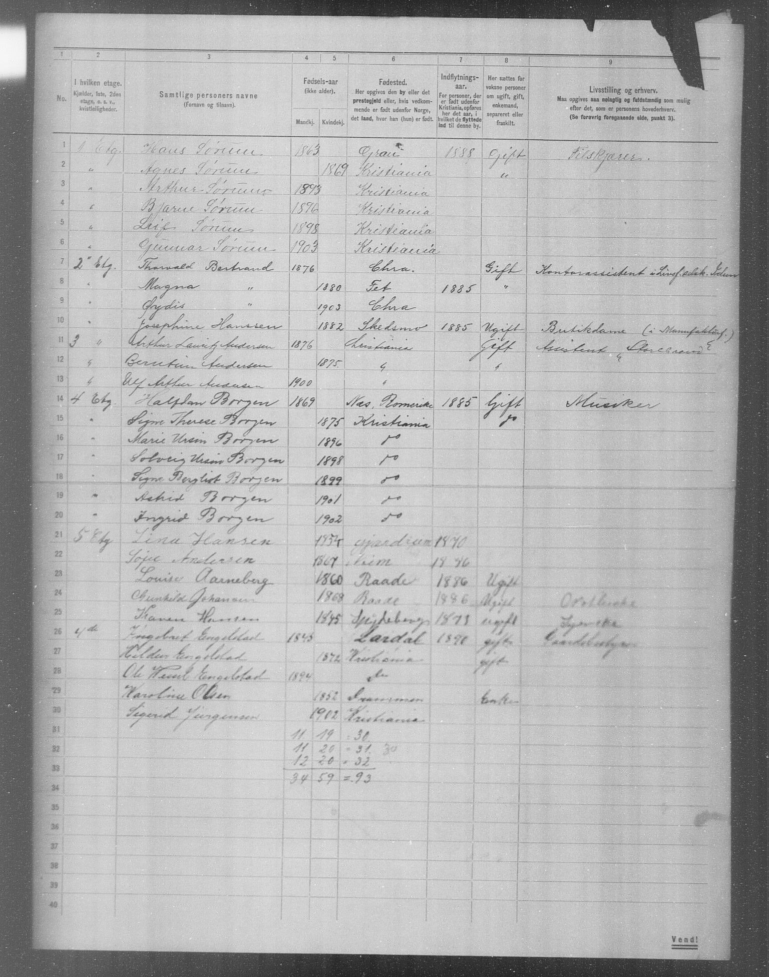 OBA, Municipal Census 1904 for Kristiania, 1904, p. 7559