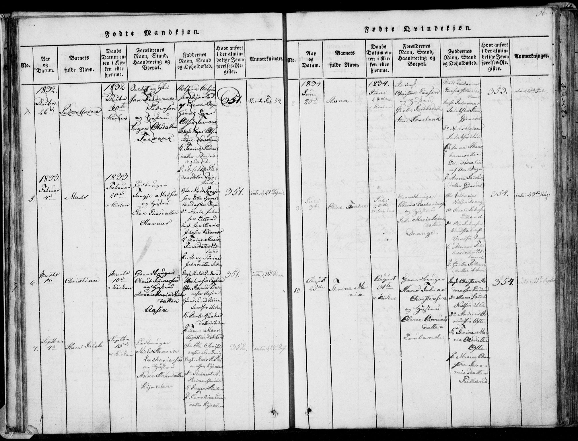 Herad sokneprestkontor, AV/SAK-1111-0018/F/Fa/Faa/L0003: Parish register (official) no. A 3, 1816-1844, p. 56