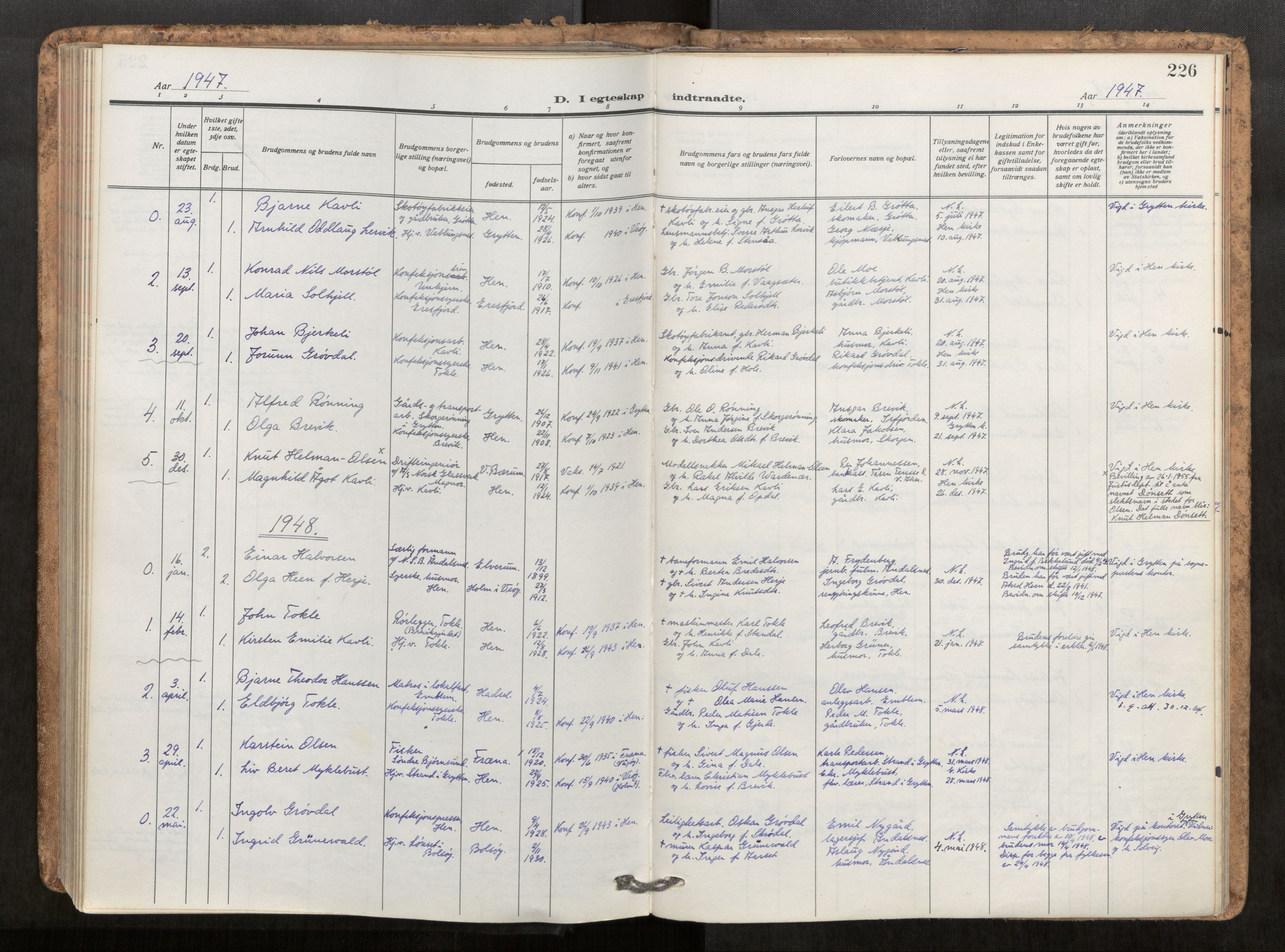 Ministerialprotokoller, klokkerbøker og fødselsregistre - Møre og Romsdal, SAT/A-1454/545/L0596: Parish register (official) no. 545A04, 1921-1956, p. 226