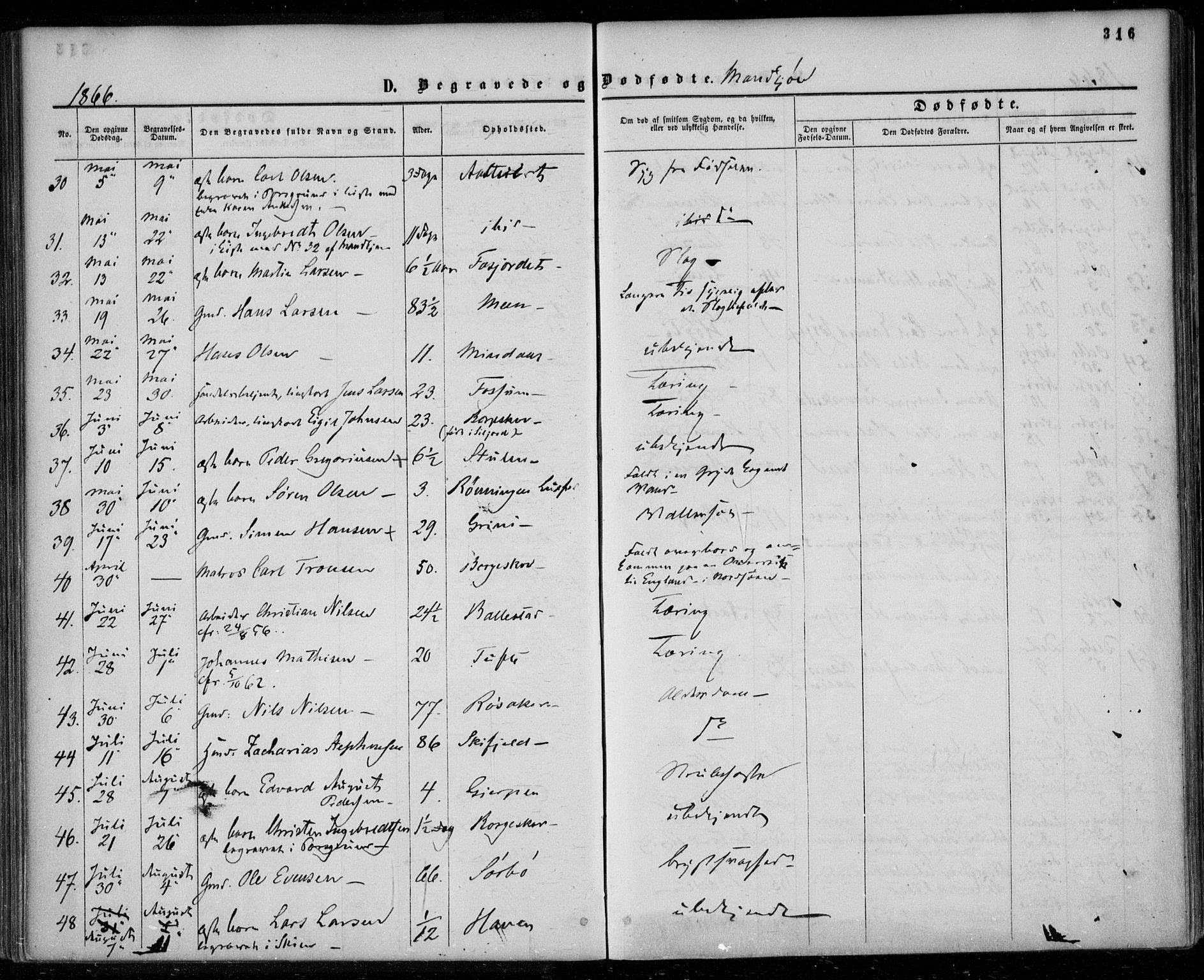 Gjerpen kirkebøker, SAKO/A-265/F/Fa/L0008b: Parish register (official) no. I 8B, 1857-1871, p. 316