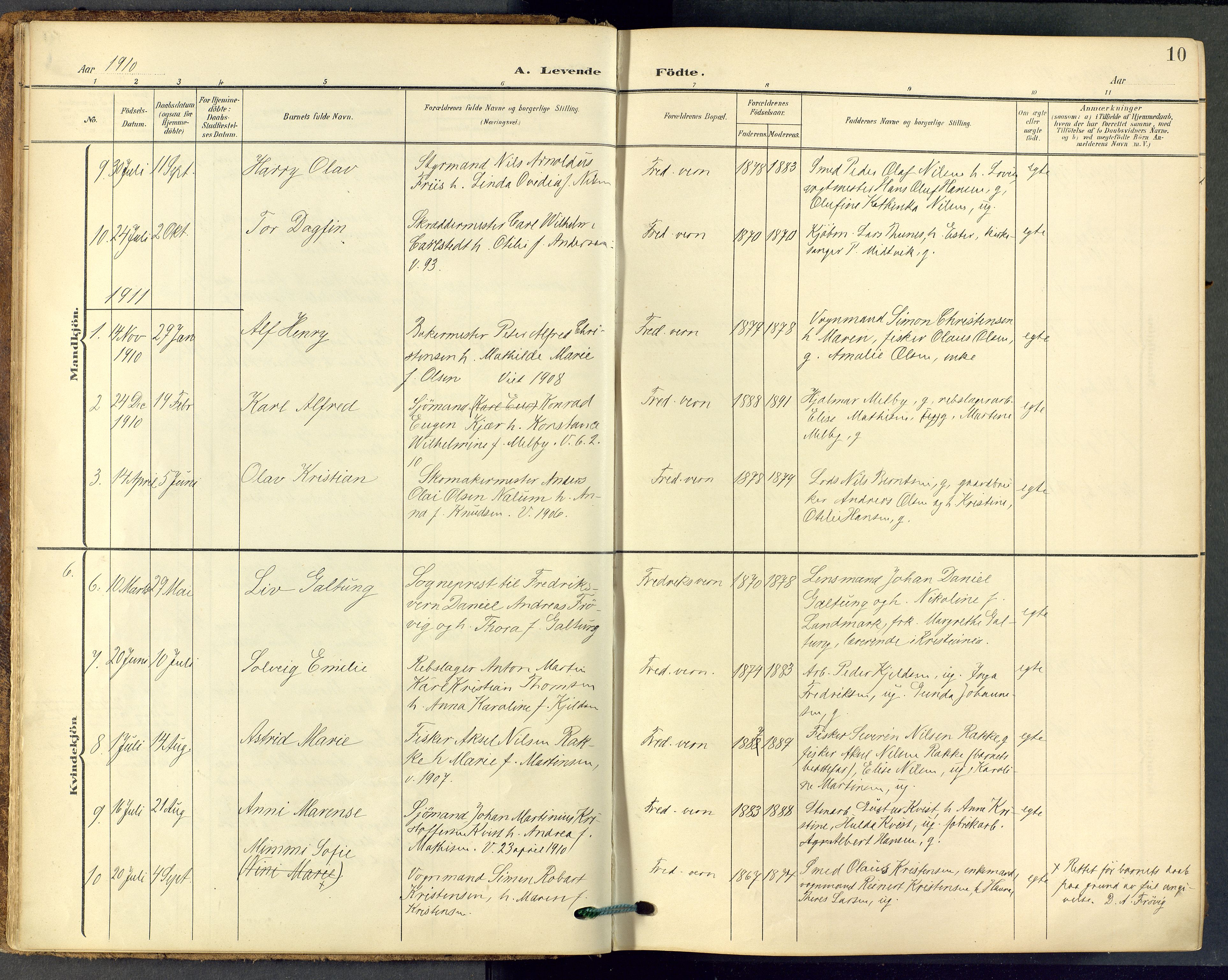 Stavern kirkebøker, SAKO/A-318/F/Fa/L0009: Parish register (official) no. 9, 1906-1955, p. 10