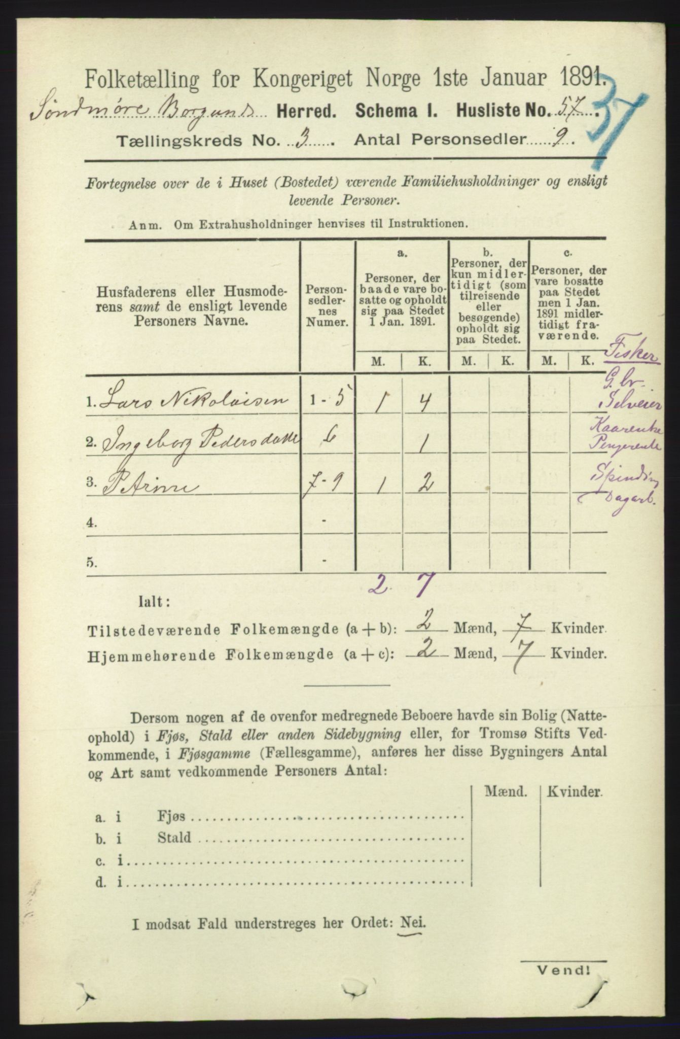 RA, 1891 census for 1531 Borgund, 1891, p. 614