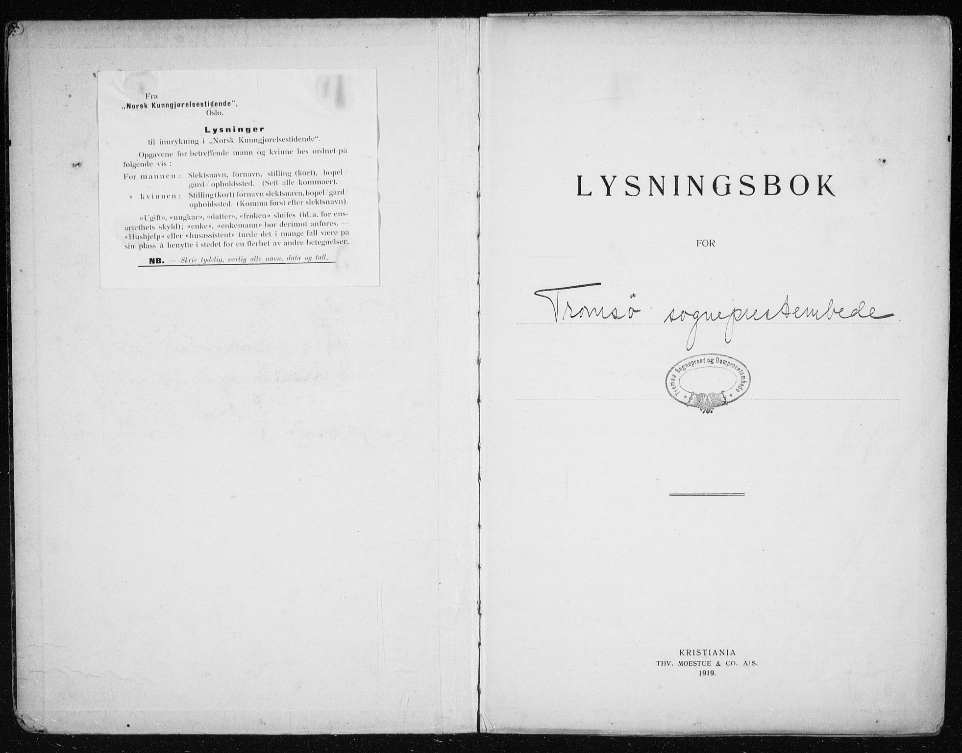 Tromsø sokneprestkontor/stiftsprosti/domprosti, AV/SATØ-S-1343/H/Hc/L0100: Banns register no. 100, 1919-1933