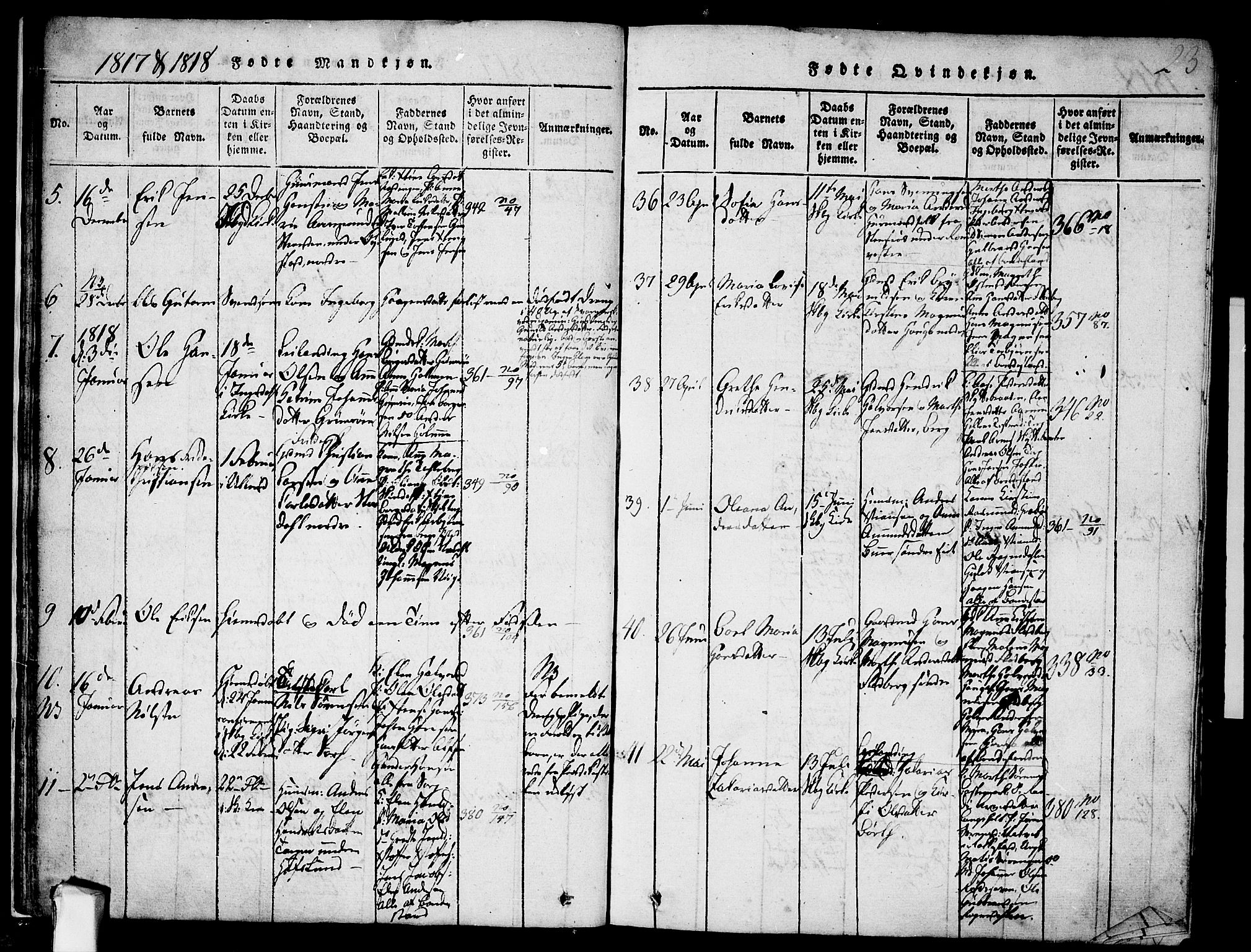 Skjeberg prestekontor Kirkebøker, AV/SAO-A-10923/F/Fa/L0004: Parish register (official) no. I 4, 1815-1830, p. 23