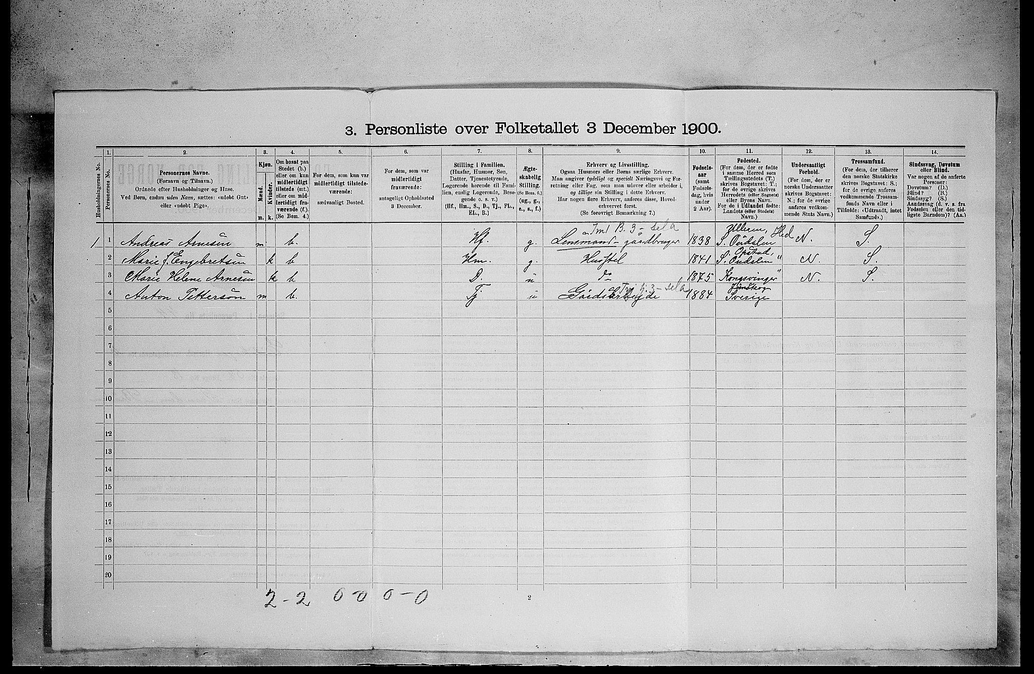 SAH, 1900 census for Eidskog, 1900, p. 1310