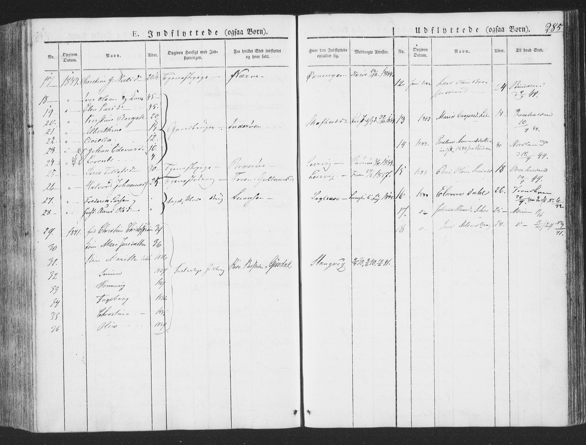 Ministerialprotokoller, klokkerbøker og fødselsregistre - Nord-Trøndelag, SAT/A-1458/780/L0639: Parish register (official) no. 780A04, 1830-1844, p. 285