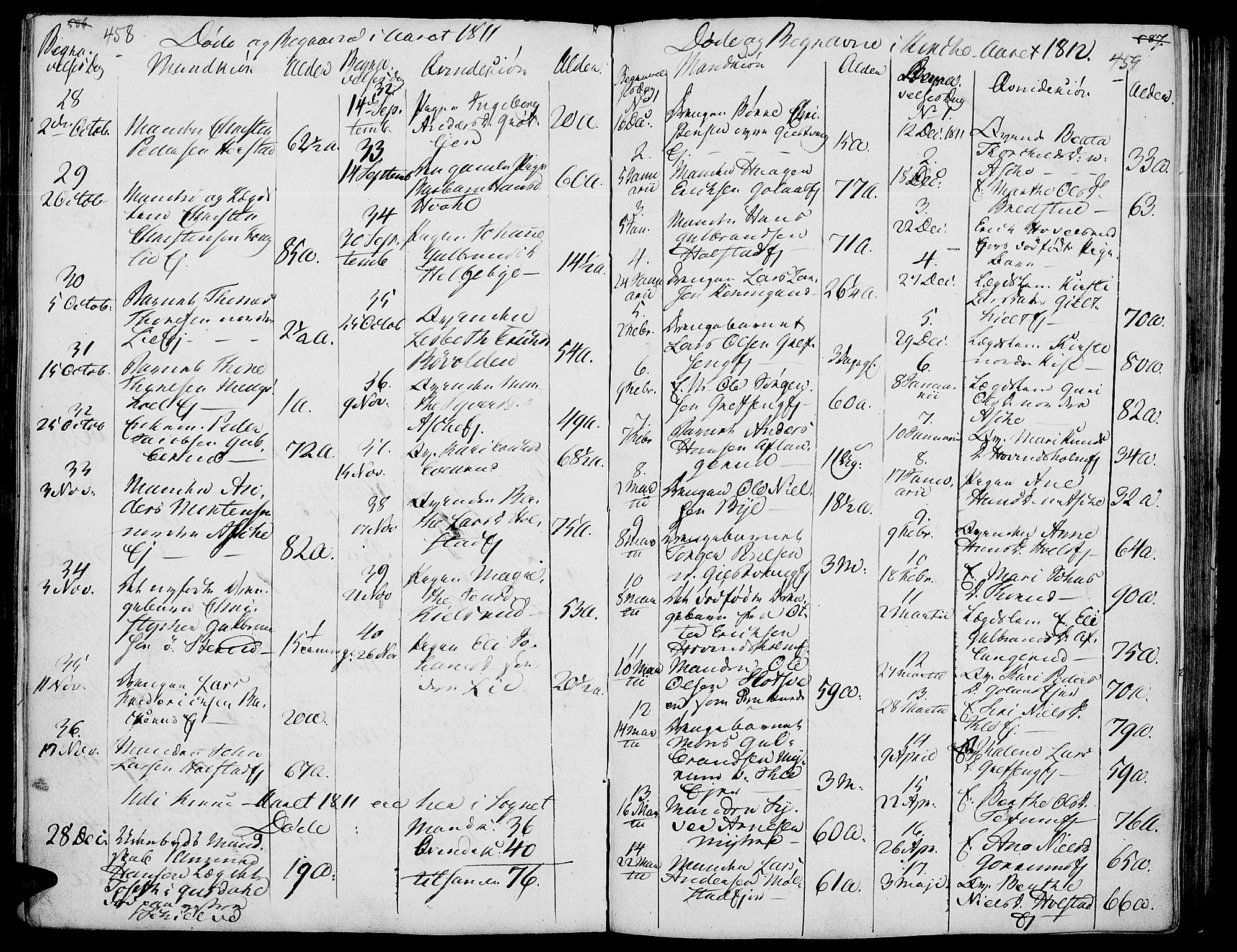 Nes prestekontor, Hedmark, AV/SAH-PREST-020/K/Ka/L0001: Parish register (official) no. 1, 1802-1814, p. 458-459