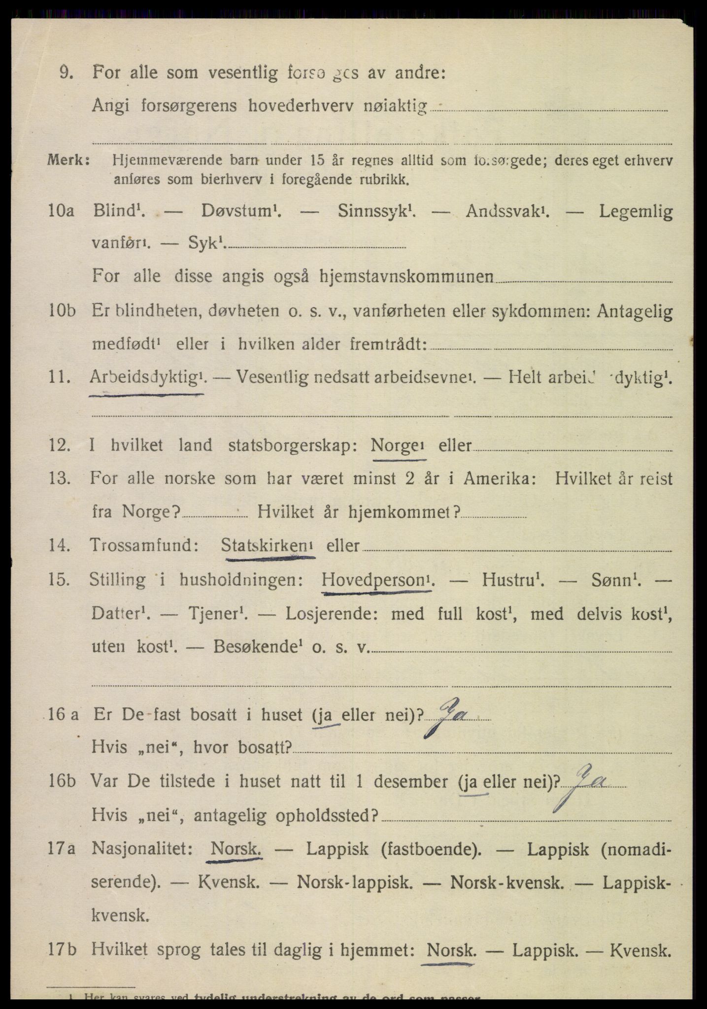 SAT, 1920 census for Tjøtta, 1920, p. 1732