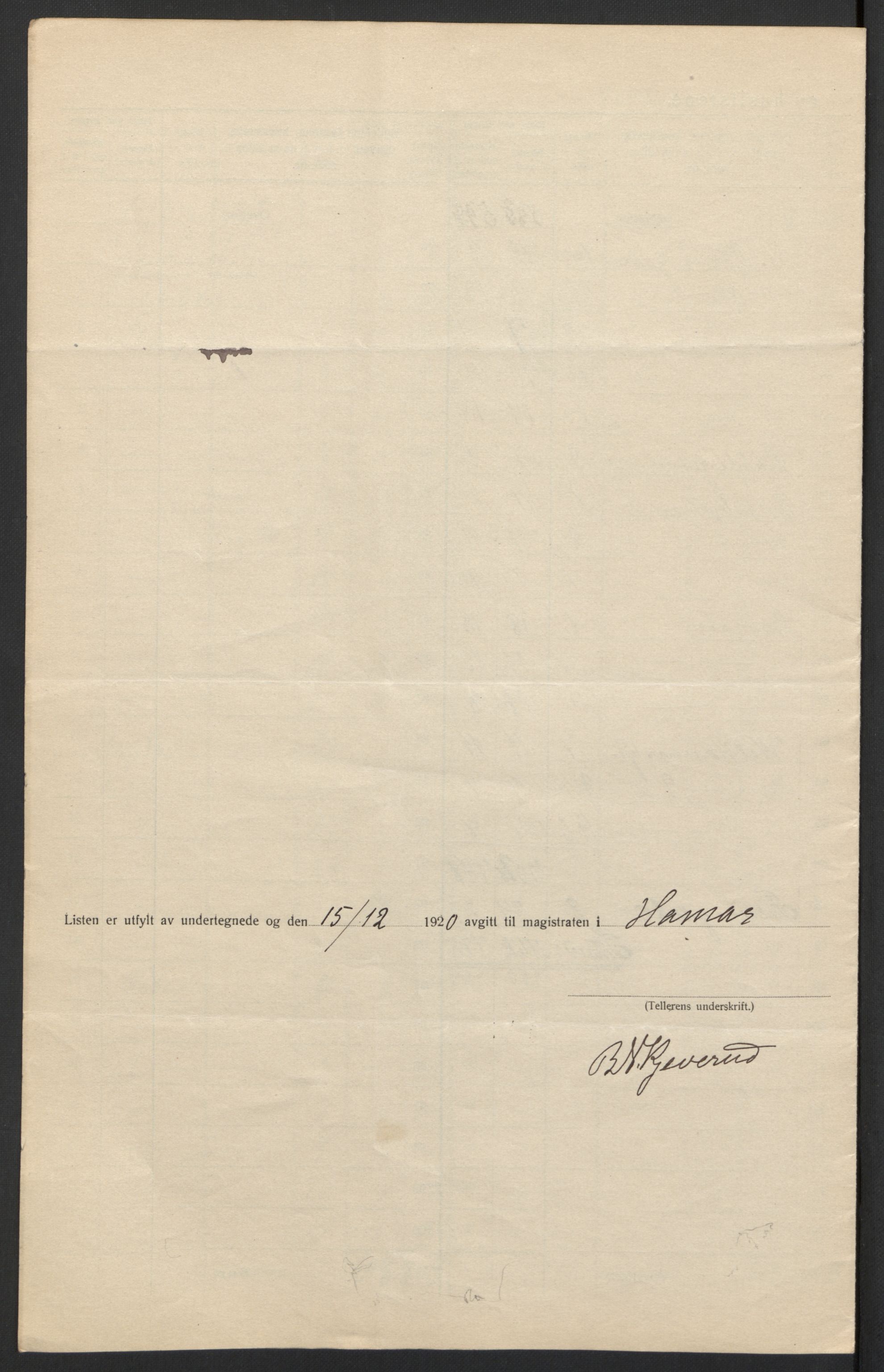 SAH, 1920 census for Hamar, 1920, p. 8