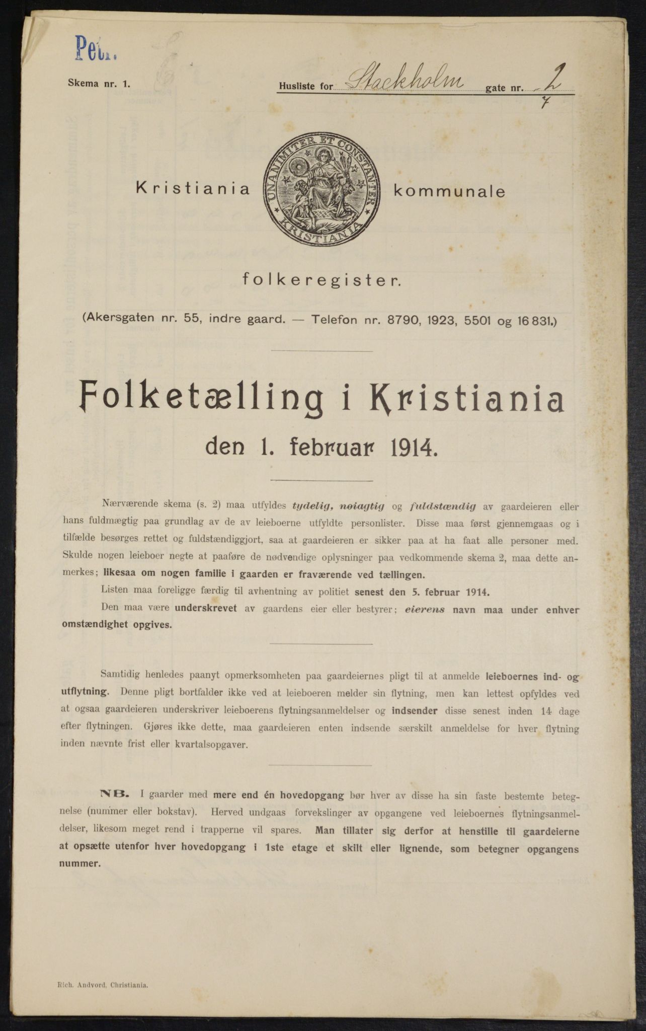 OBA, Municipal Census 1914 for Kristiania, 1914, p. 103023