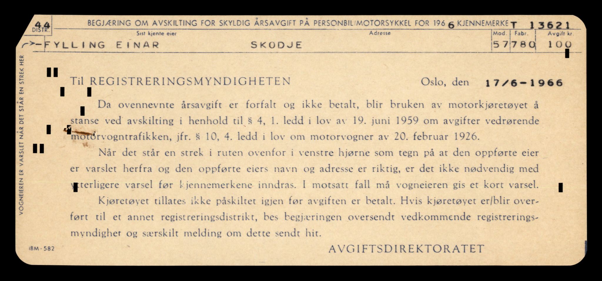 Møre og Romsdal vegkontor - Ålesund trafikkstasjon, AV/SAT-A-4099/F/Fe/L0040: Registreringskort for kjøretøy T 13531 - T 13709, 1927-1998, p. 1589