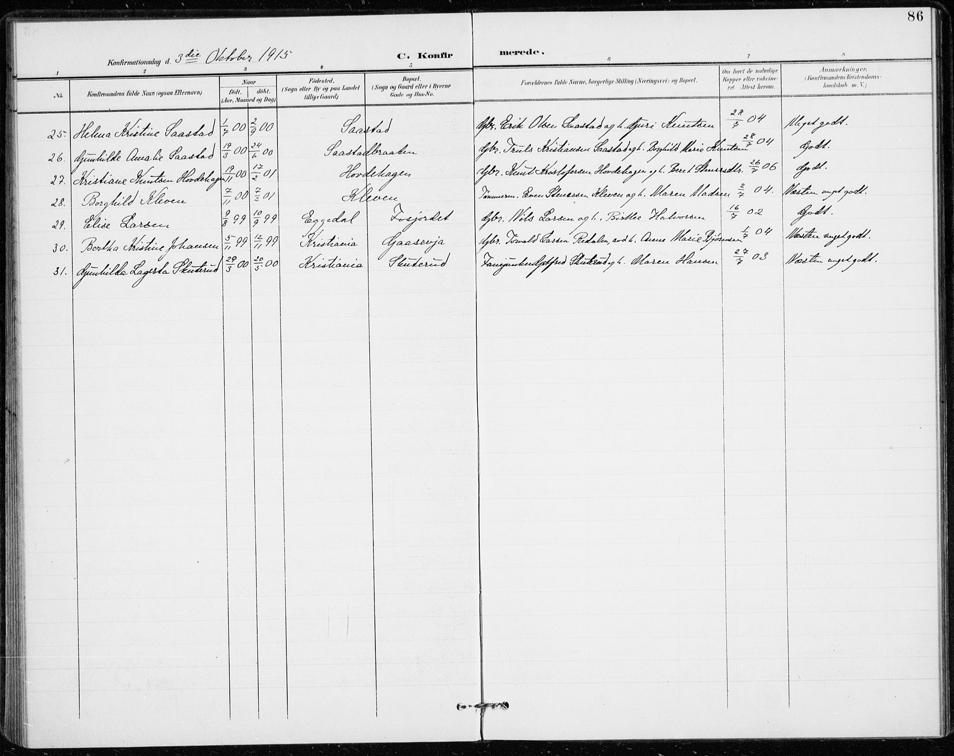 Modum kirkebøker, AV/SAKO-A-234/F/Fa/L0020: Parish register (official) no. 20, 1900-1917, p. 86