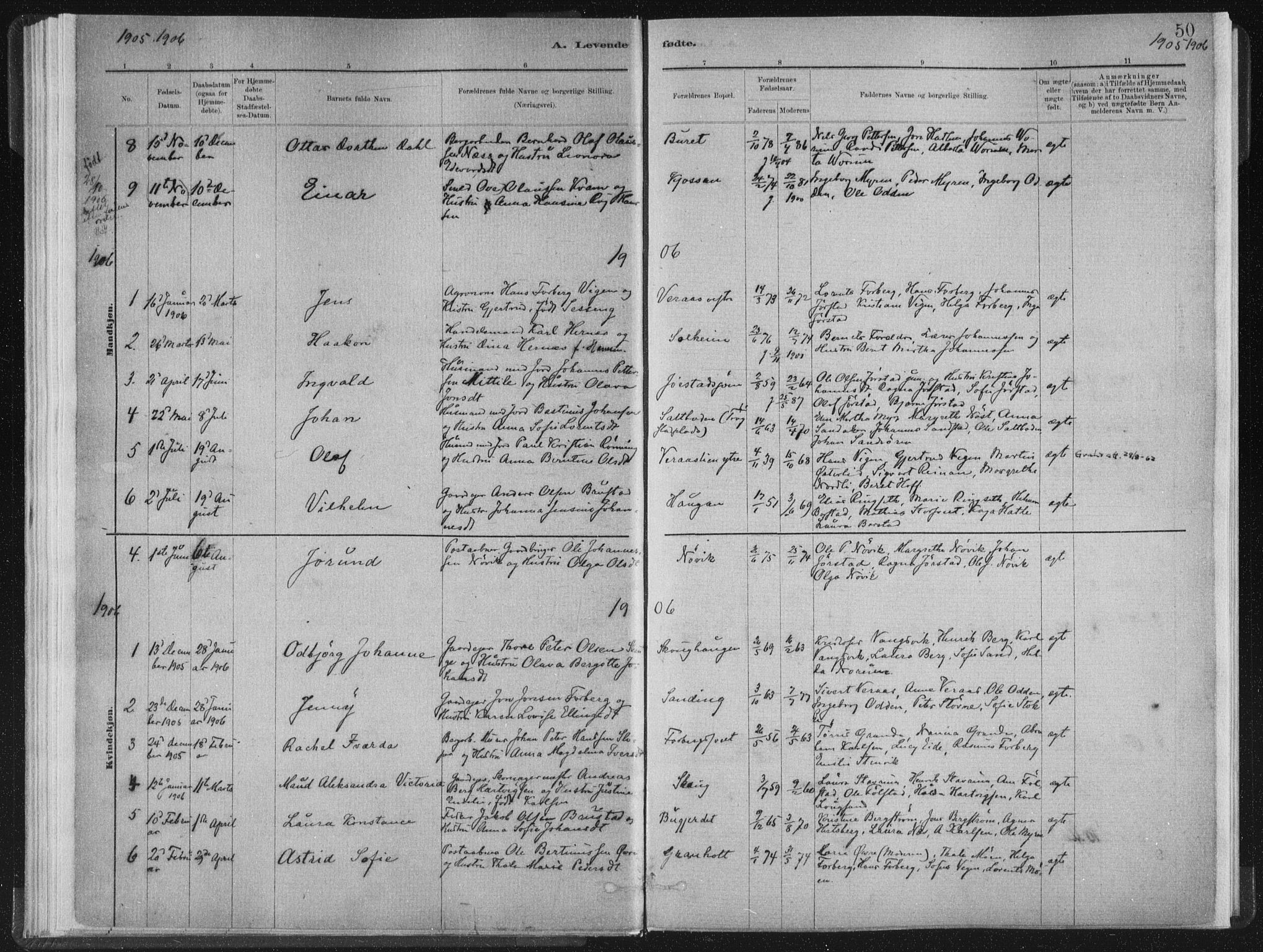 Ministerialprotokoller, klokkerbøker og fødselsregistre - Nord-Trøndelag, SAT/A-1458/722/L0220: Parish register (official) no. 722A07, 1881-1908, p. 50