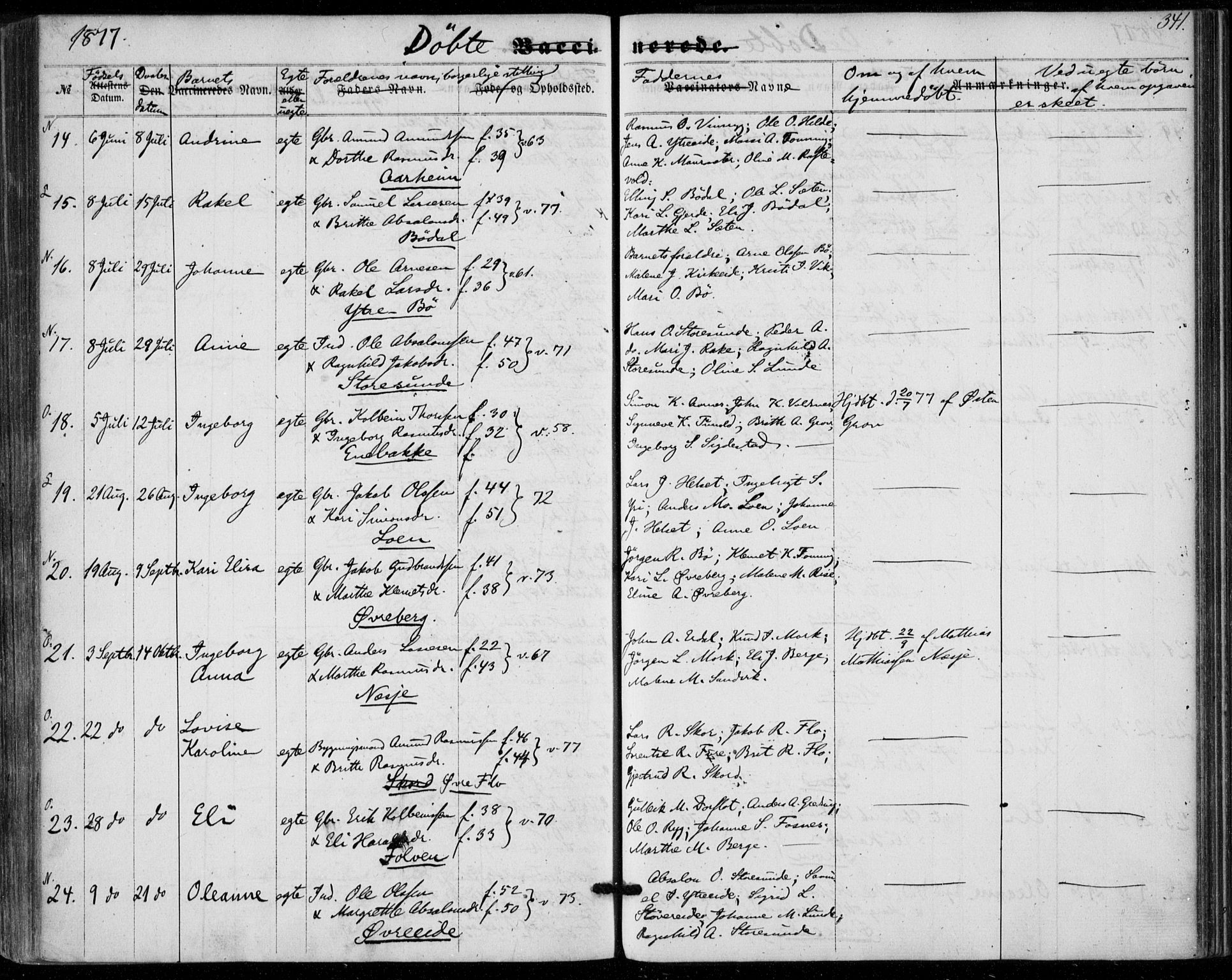 Stryn Sokneprestembete, AV/SAB-A-82501: Parish register (official) no. A 3, 1862-1877, p. 341