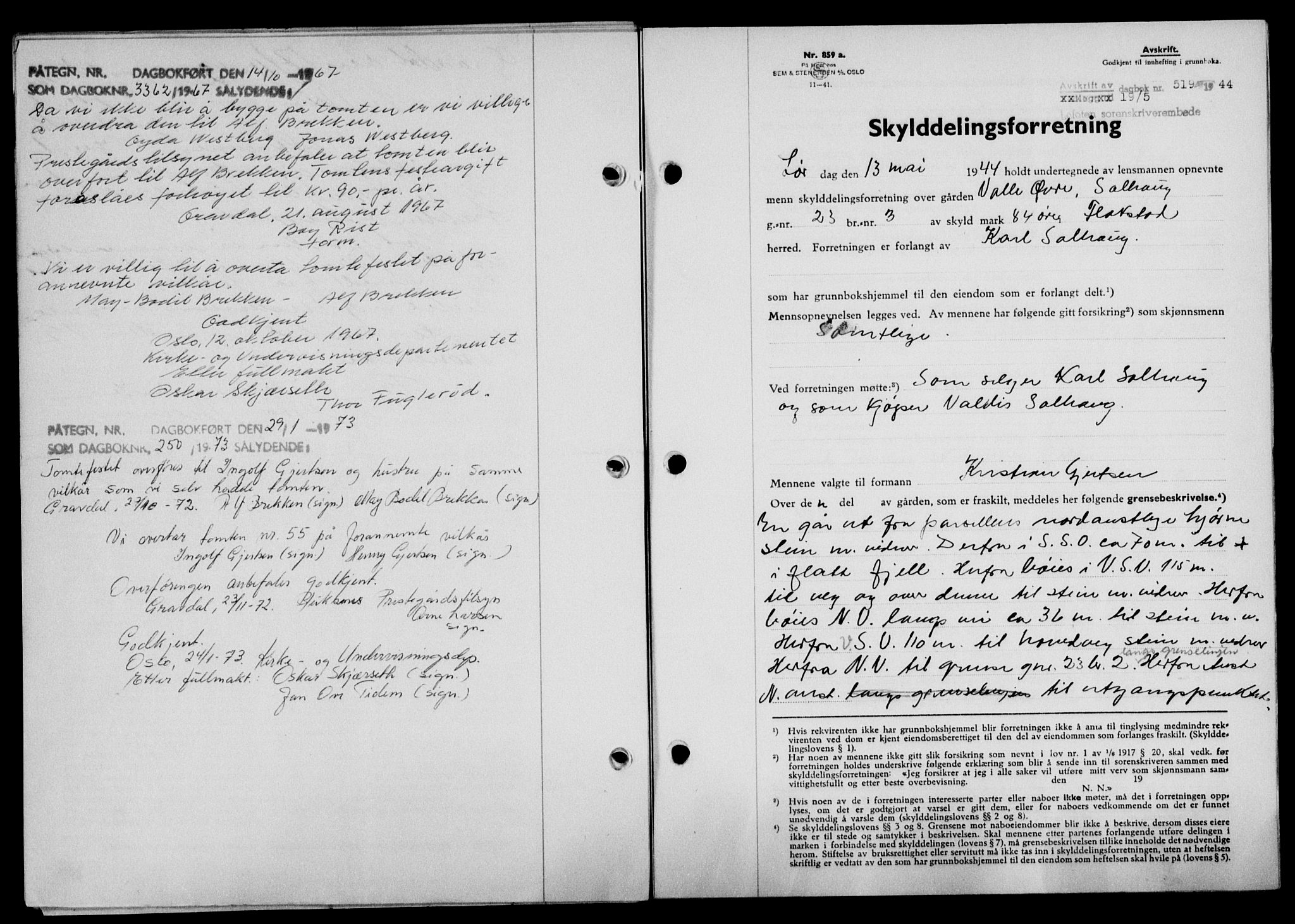 Lofoten sorenskriveri, SAT/A-0017/1/2/2C/L0012a: Mortgage book no. 12a, 1943-1944, Diary no: : 519/1944