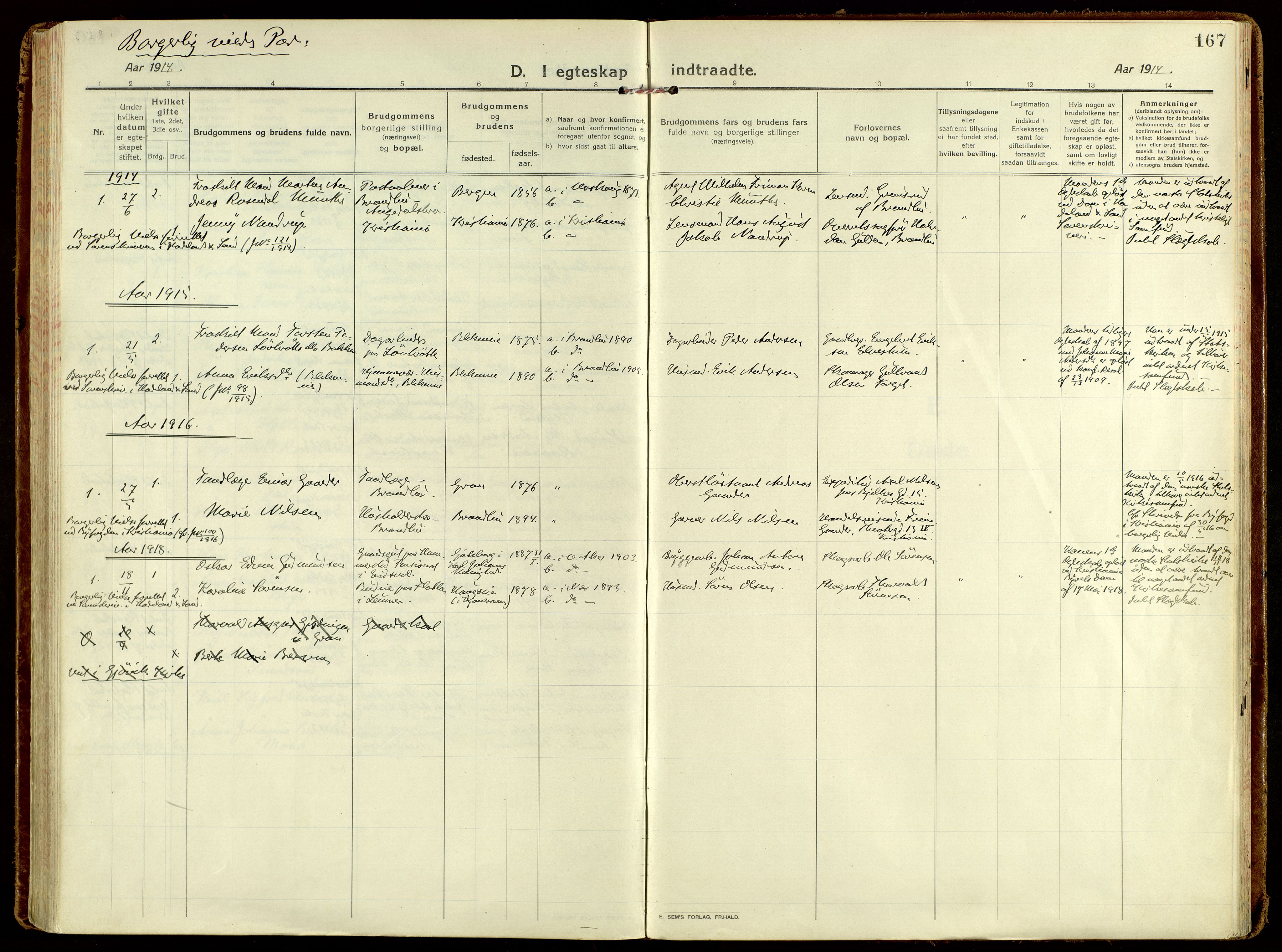 Brandbu prestekontor, AV/SAH-PREST-114/H/Ha/Haa/L0004: Parish register (official) no. 4, 1913-1923, p. 167