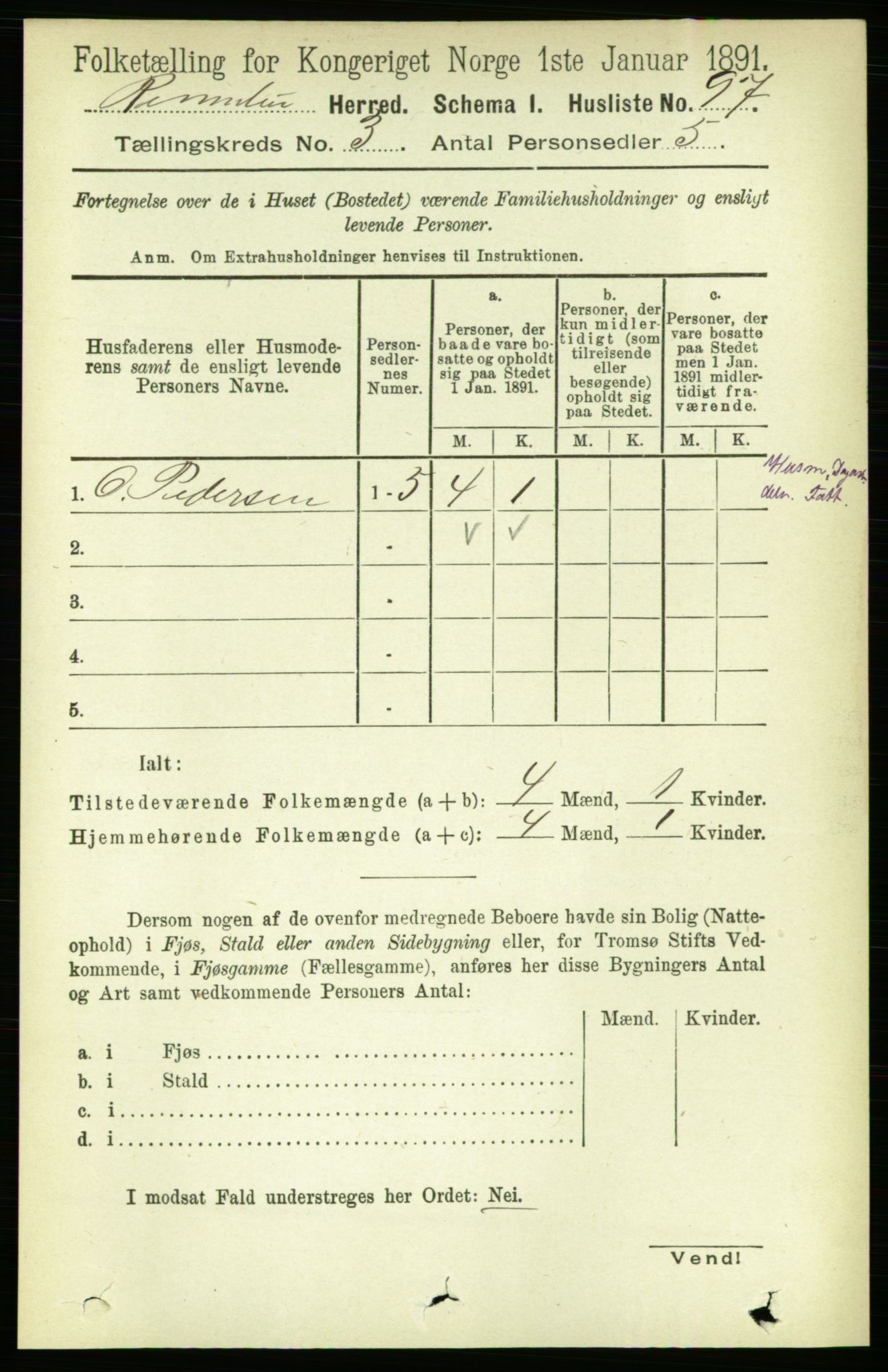 RA, 1891 census for 1635 Rennebu, 1891, p. 1382