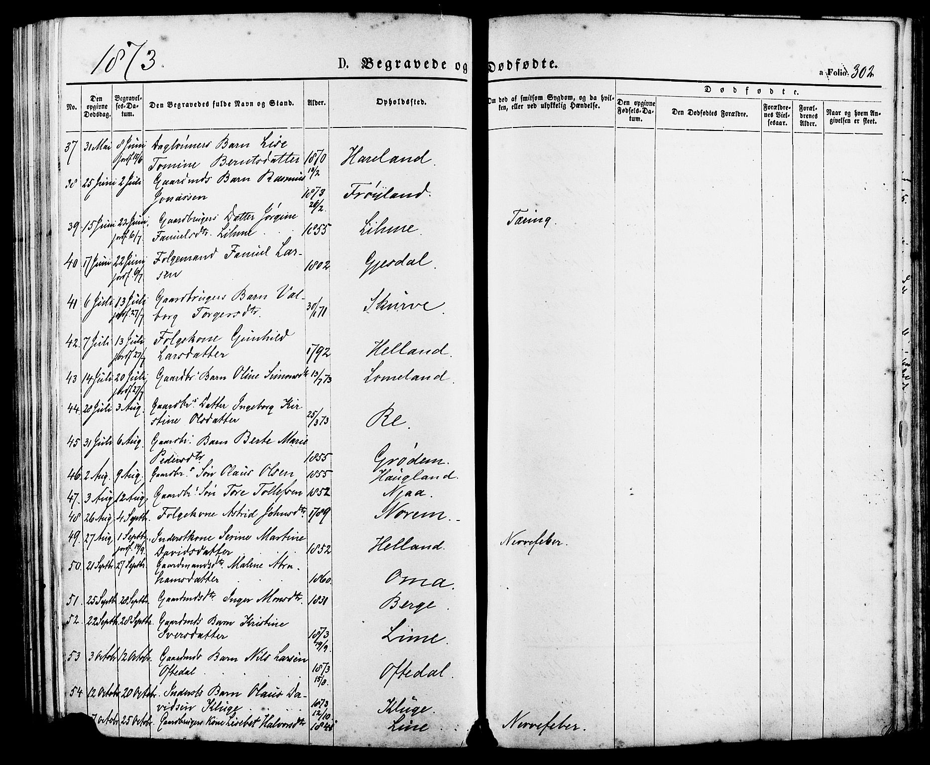 Lye sokneprestkontor, AV/SAST-A-101794/001/30BA/L0008: Parish register (official) no. A 7, 1872-1881, p. 302