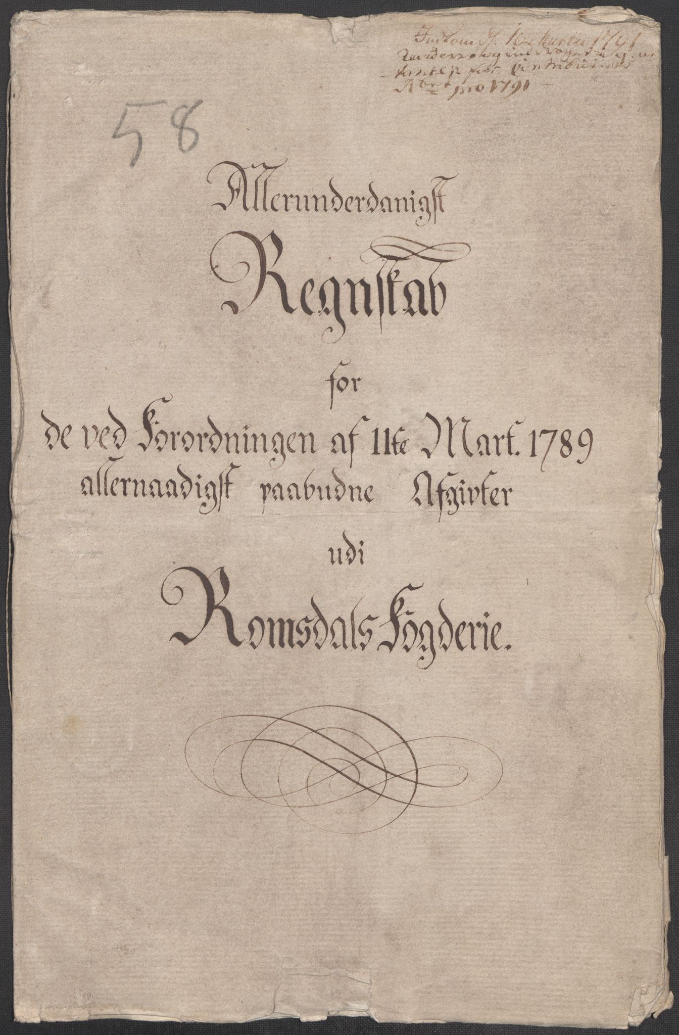 Rentekammeret inntil 1814, Reviderte regnskaper, Mindre regnskaper, AV/RA-EA-4068/Rf/Rfe/L0038: (Øster) Risør, Romsdal fogderi, 1789, p. 172