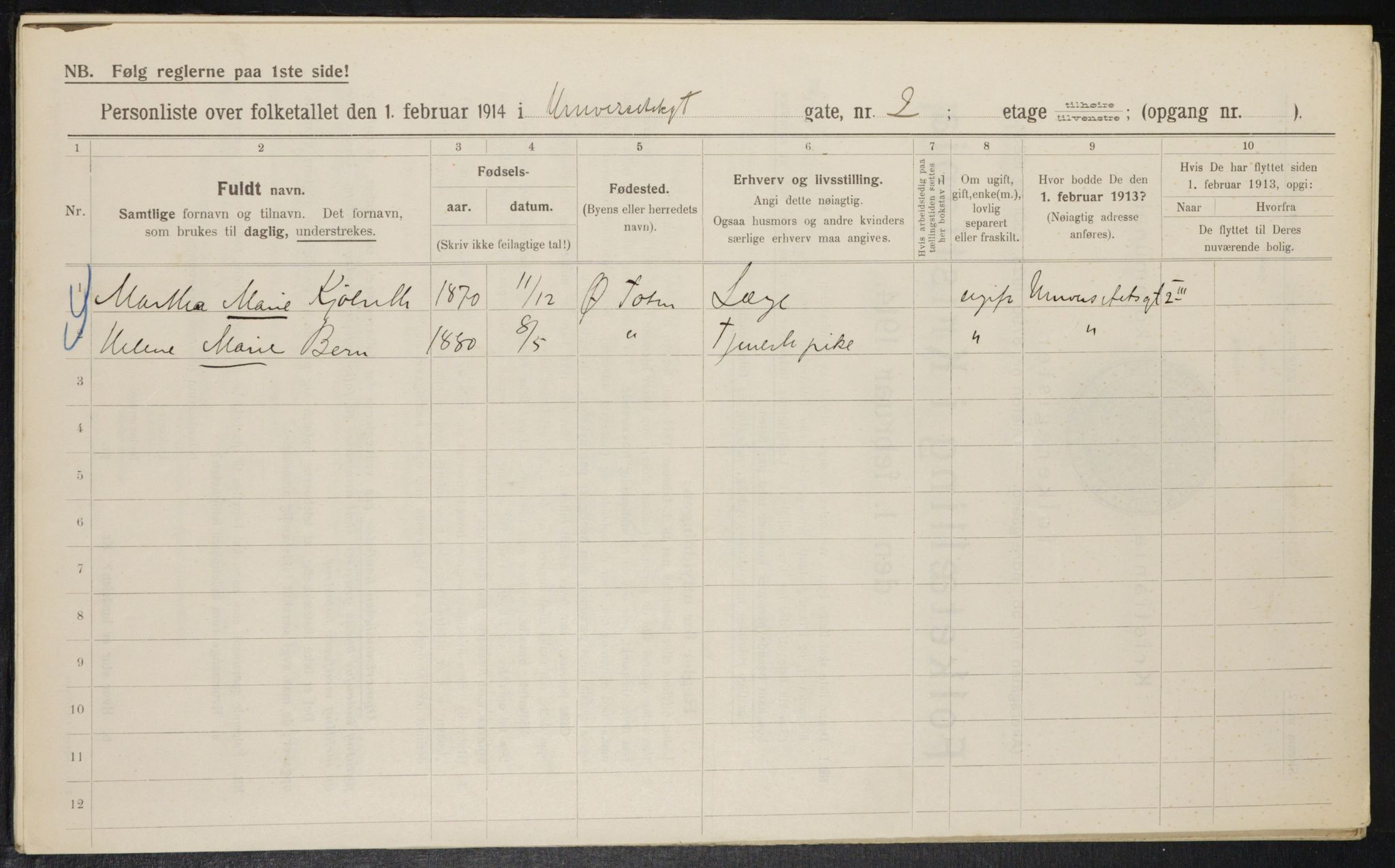 OBA, Municipal Census 1914 for Kristiania, 1914, p. 120974