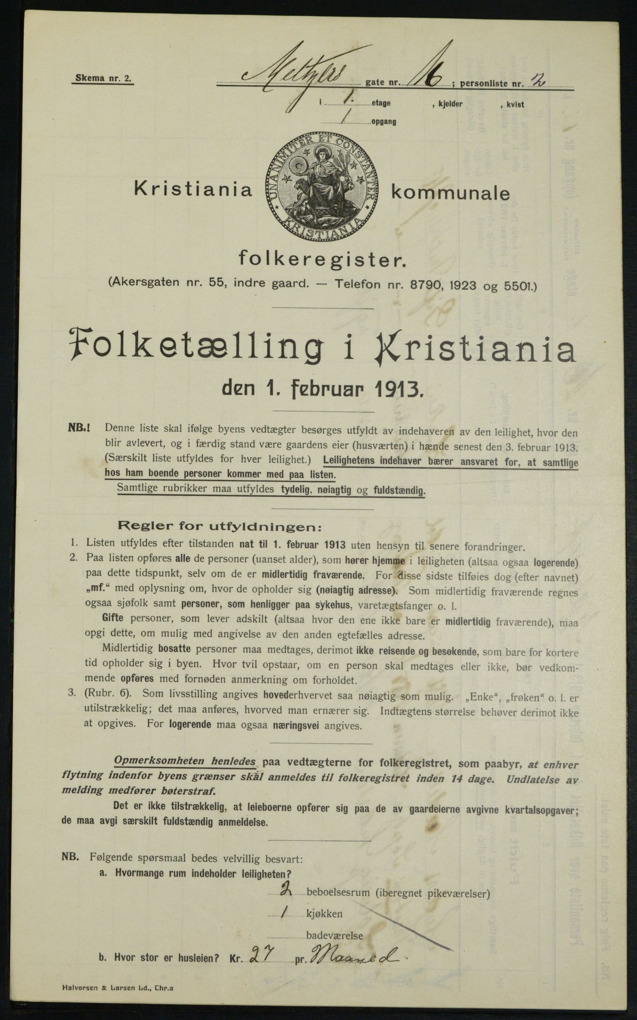 OBA, Municipal Census 1913 for Kristiania, 1913, p. 65224