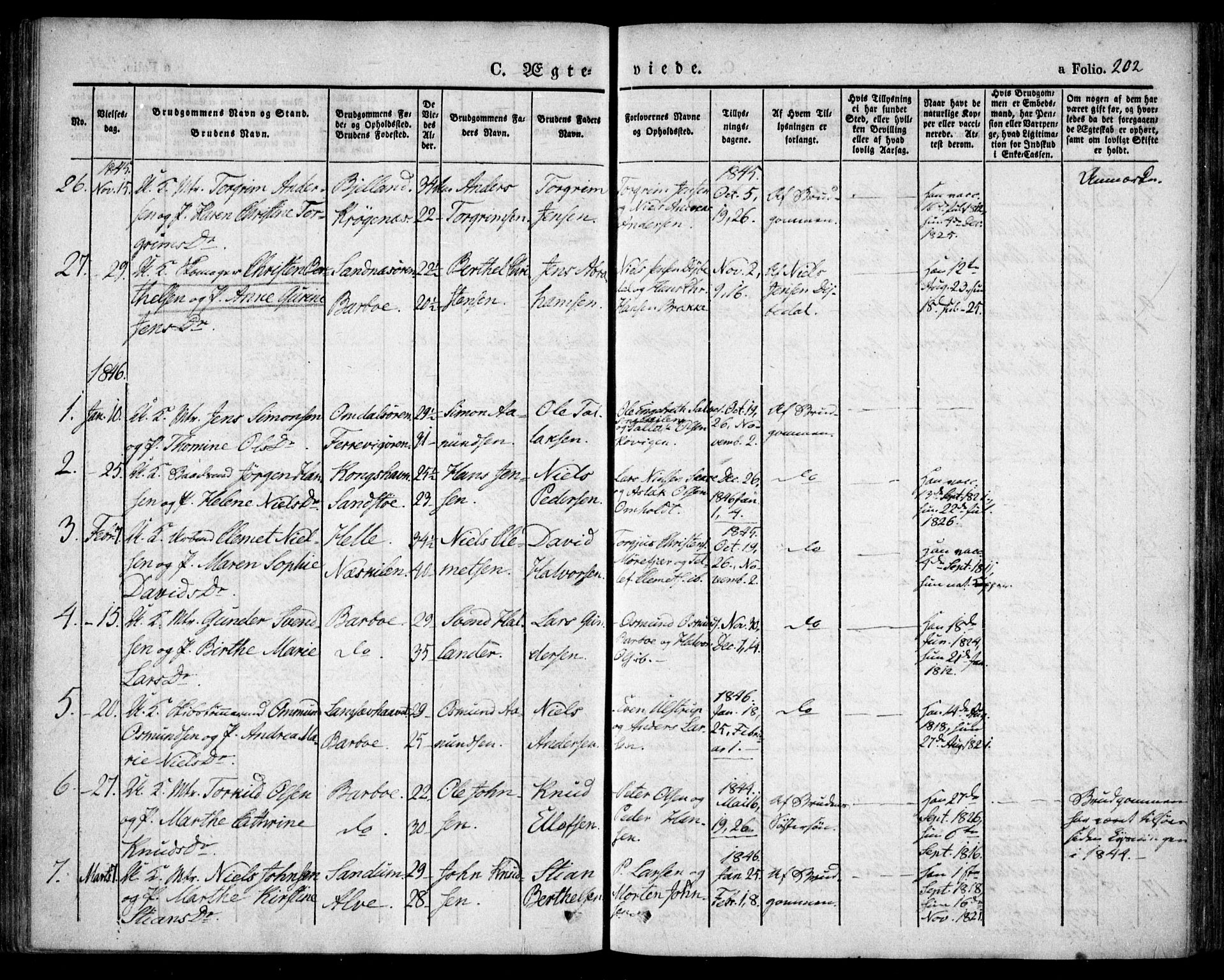 Tromøy sokneprestkontor, SAK/1111-0041/F/Fa/L0004: Parish register (official) no. A 4, 1837-1846, p. 202