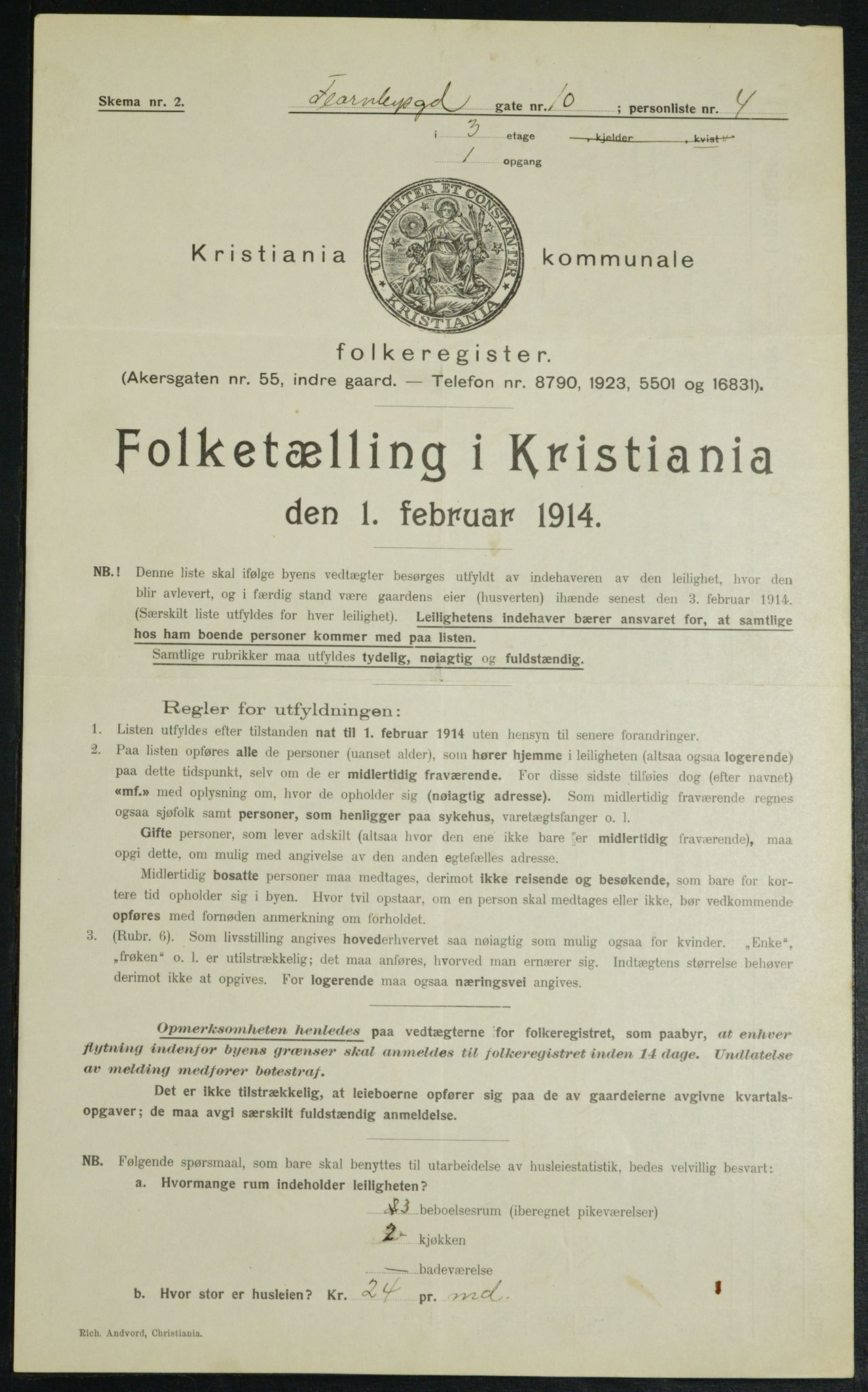 OBA, Municipal Census 1914 for Kristiania, 1914, p. 24136