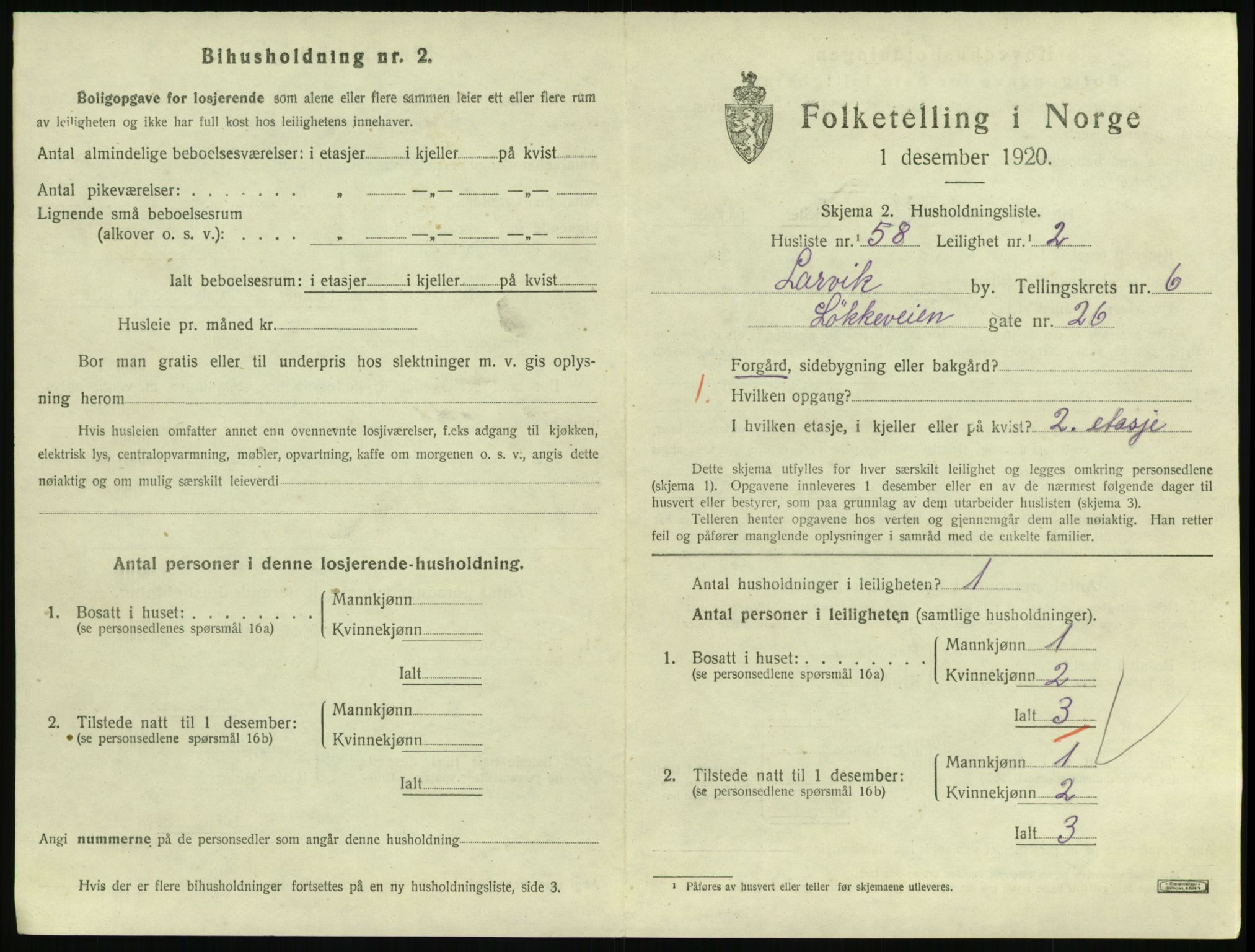 SAKO, 1920 census for Larvik, 1920, p. 5596