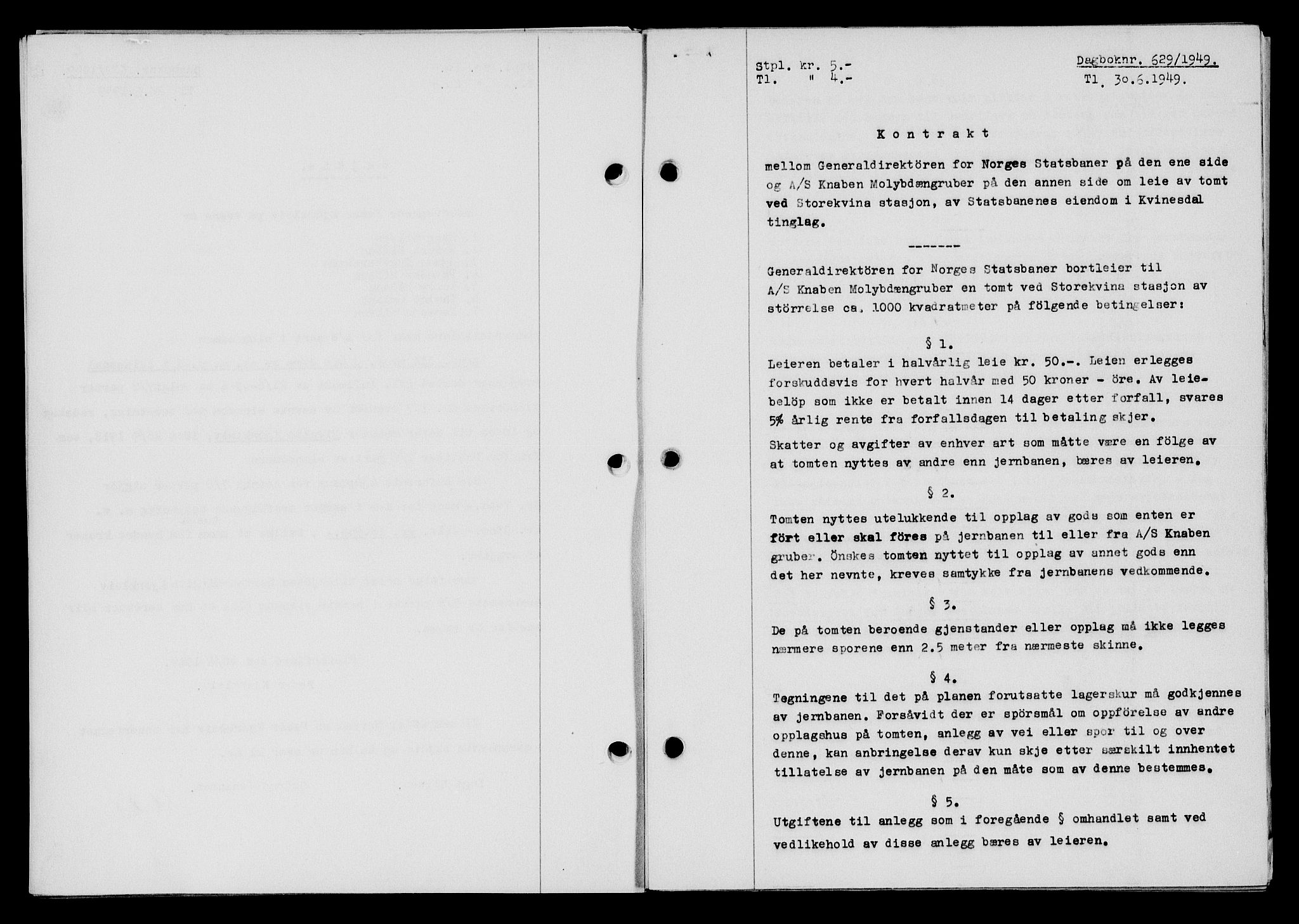 Flekkefjord sorenskriveri, SAK/1221-0001/G/Gb/Gba/L0065: Mortgage book no. A-13, 1949-1949, Diary no: : 629/1949
