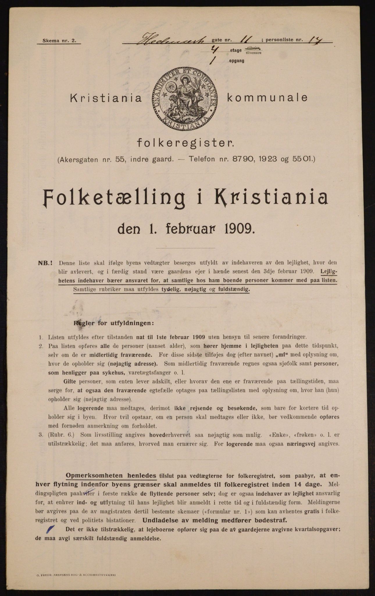 OBA, Municipal Census 1909 for Kristiania, 1909, p. 32556