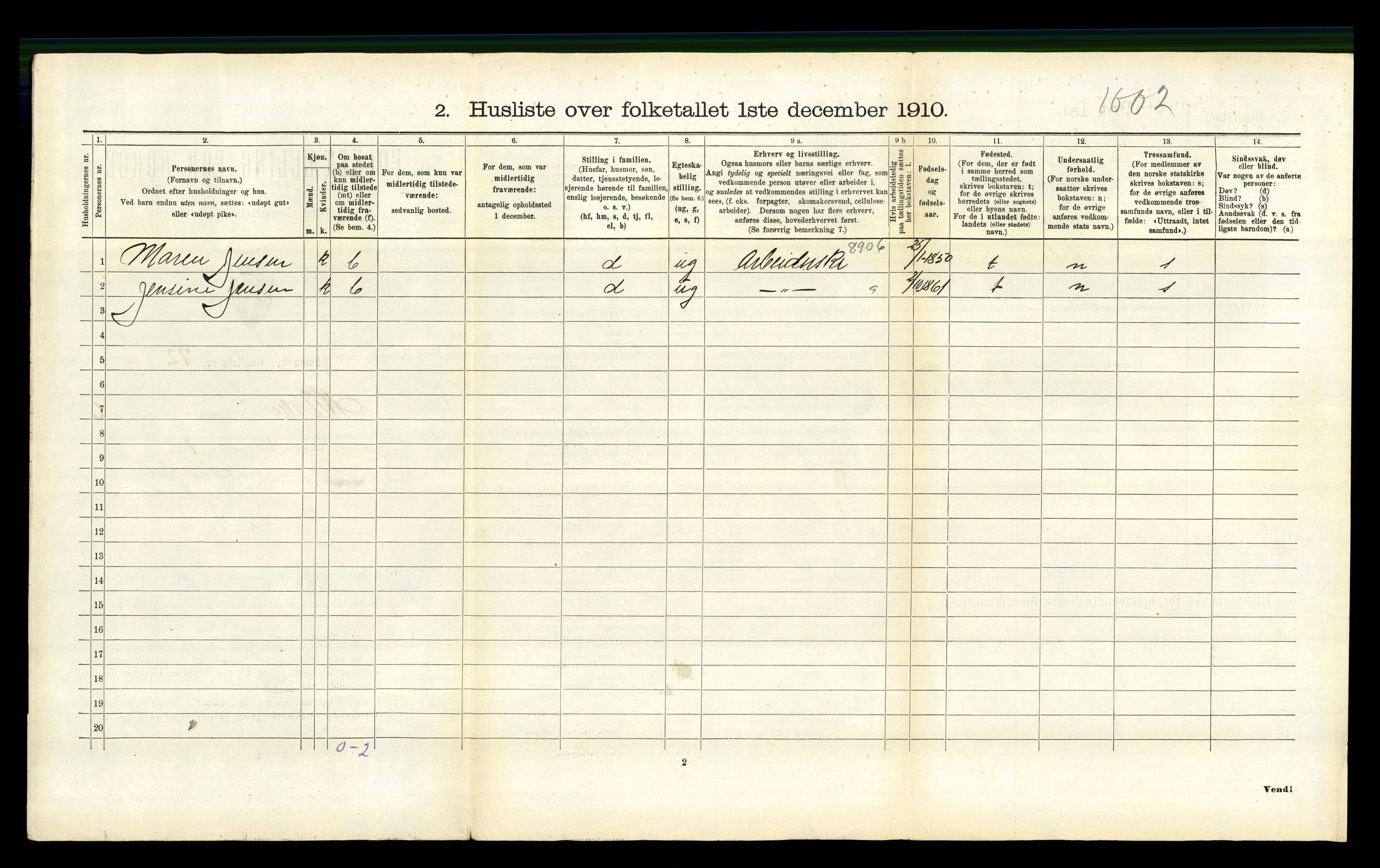 RA, 1910 census for Steigen, 1910, p. 590