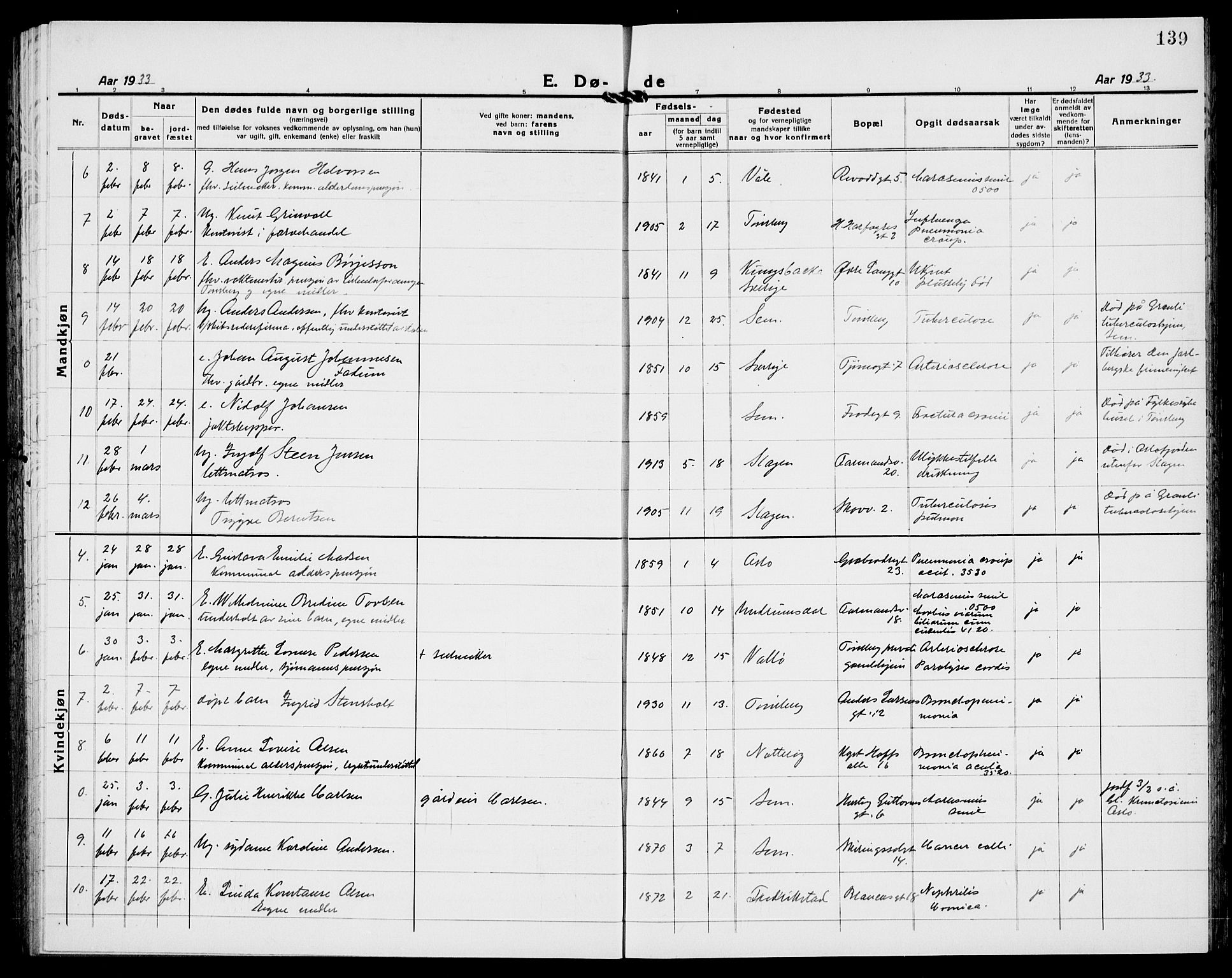 Tønsberg kirkebøker, AV/SAKO-A-330/G/Ga/L0018: Parish register (copy) no. 18, 1920-1935, p. 139