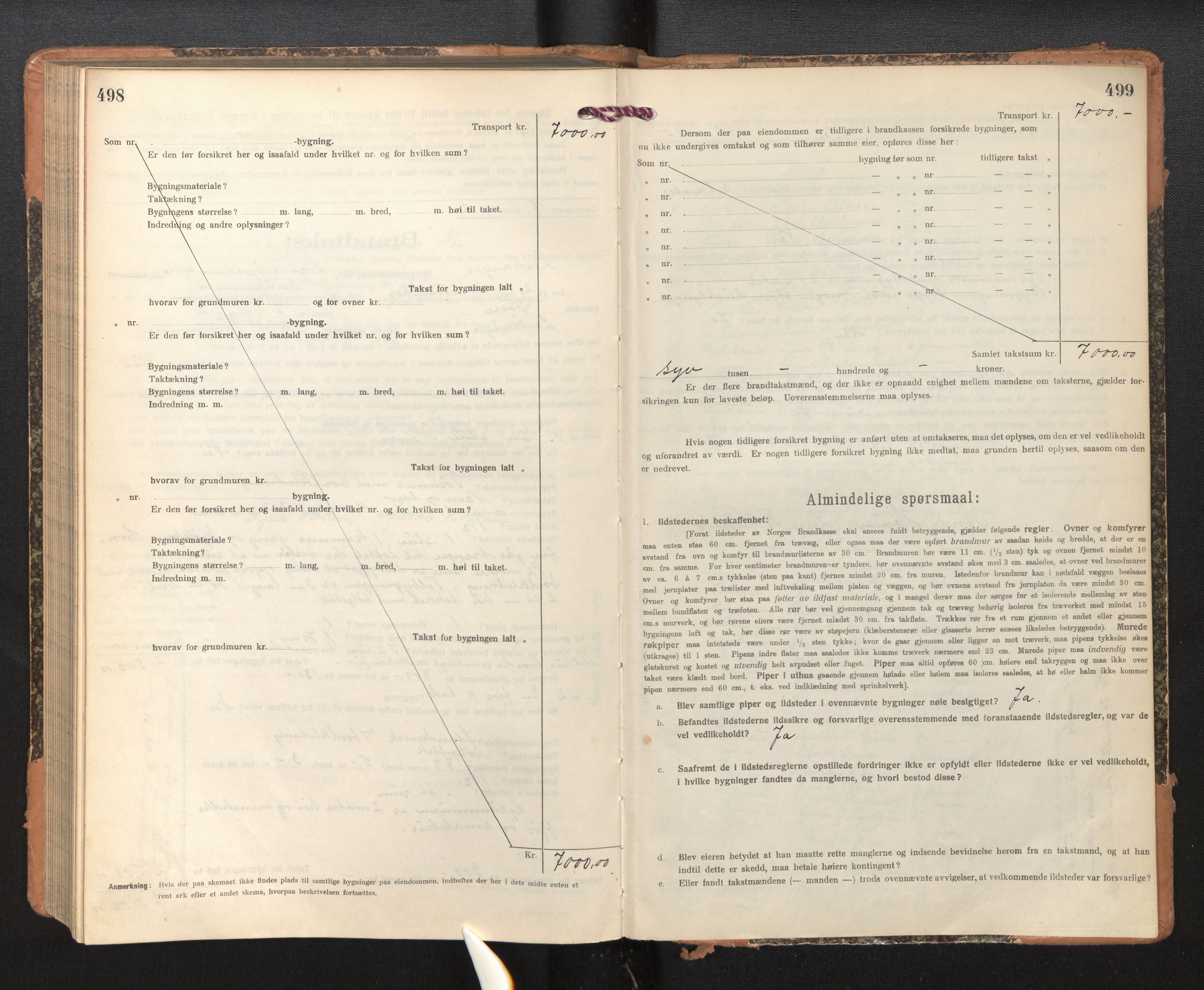 Lensmannen i Leikanger, SAB/A-29201/0012/L0006: Branntakstprotokoll, skjematakst, 1920-1926, p. 498-499