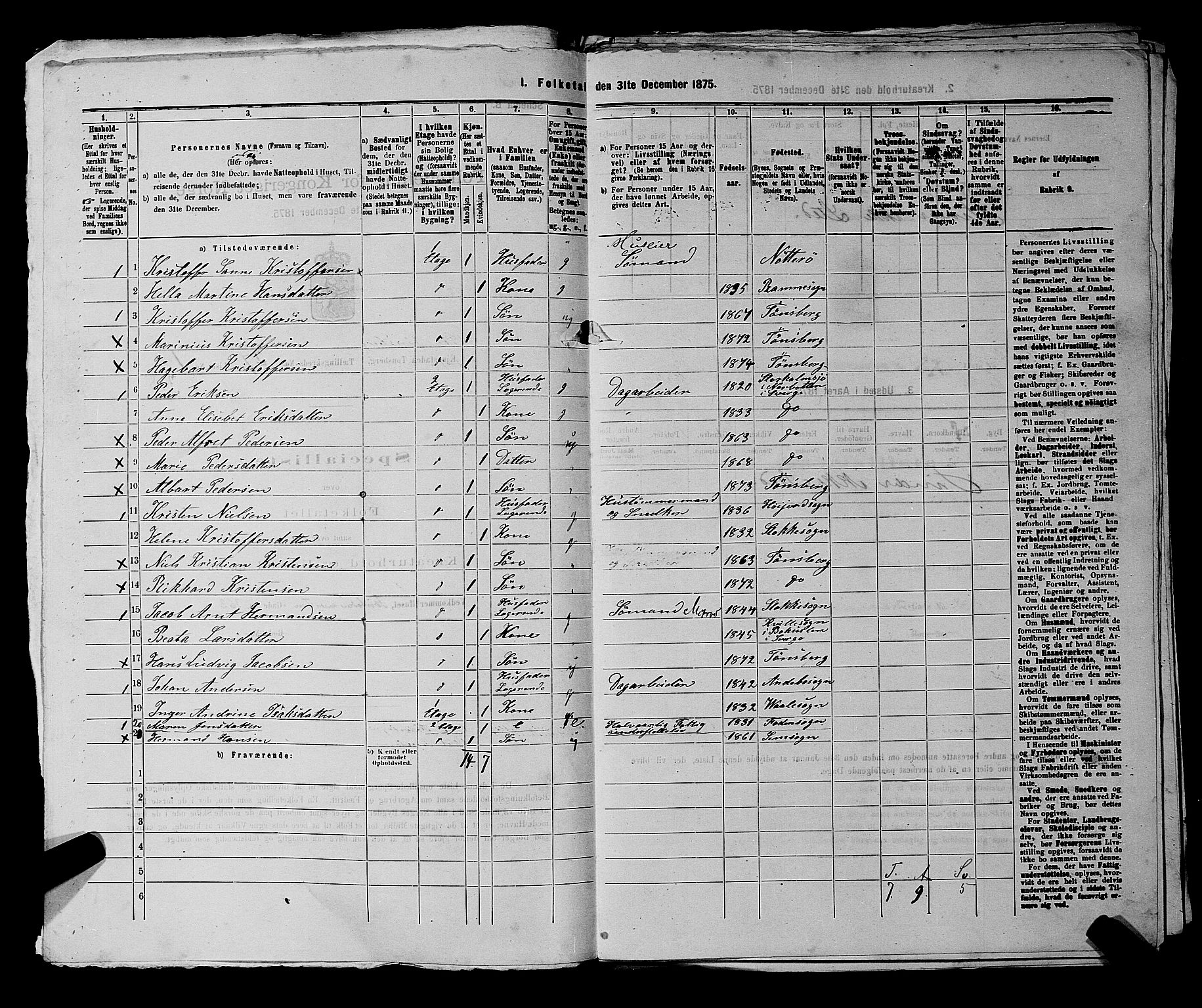 SAKO, 1875 census for 0705P Tønsberg, 1875, p. 864