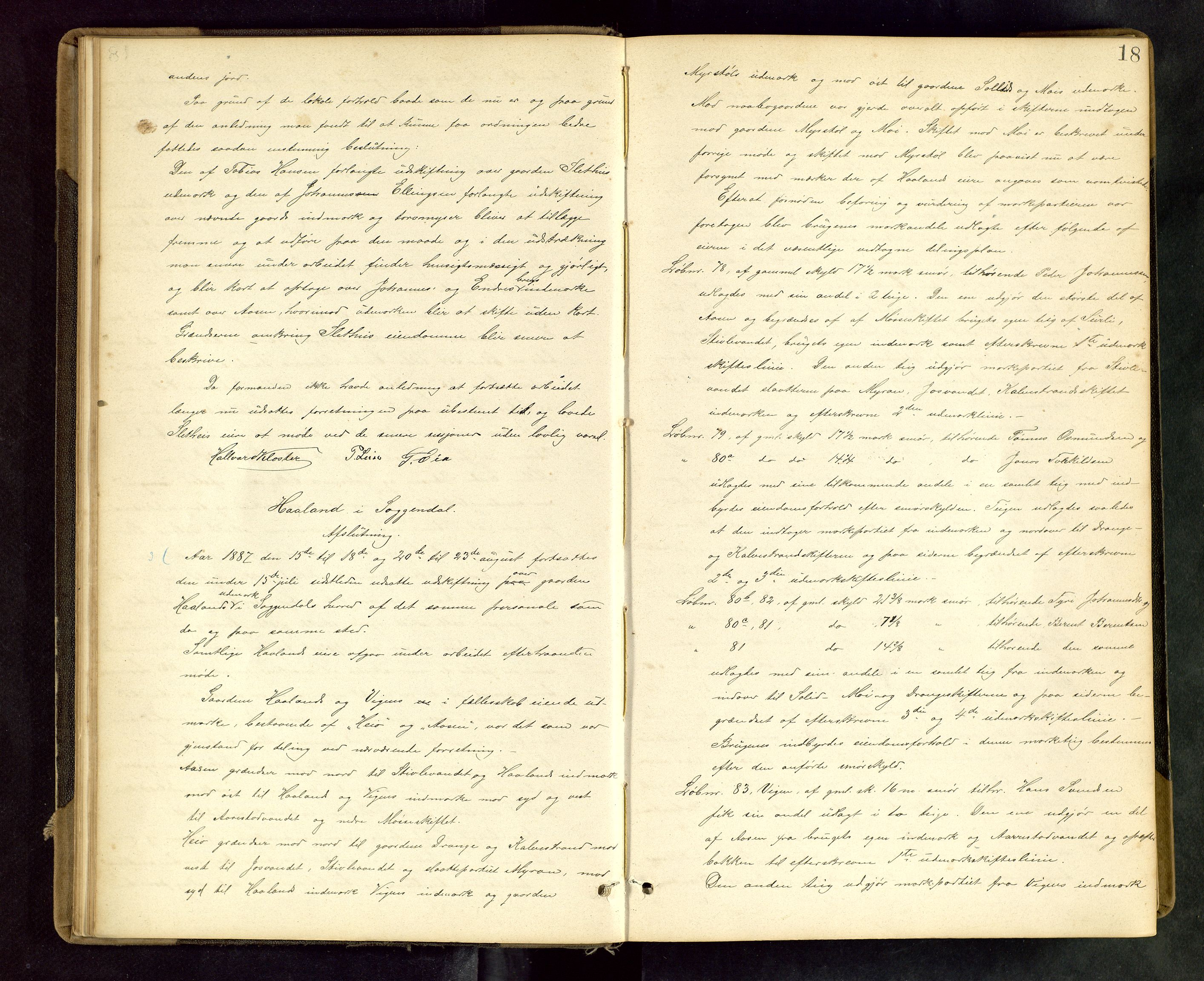 Rogaland jordskifterett, AV/SAST-A-102426/Oa/L0049: Forhandlingsprotokoll, 1887-1892, p. 18