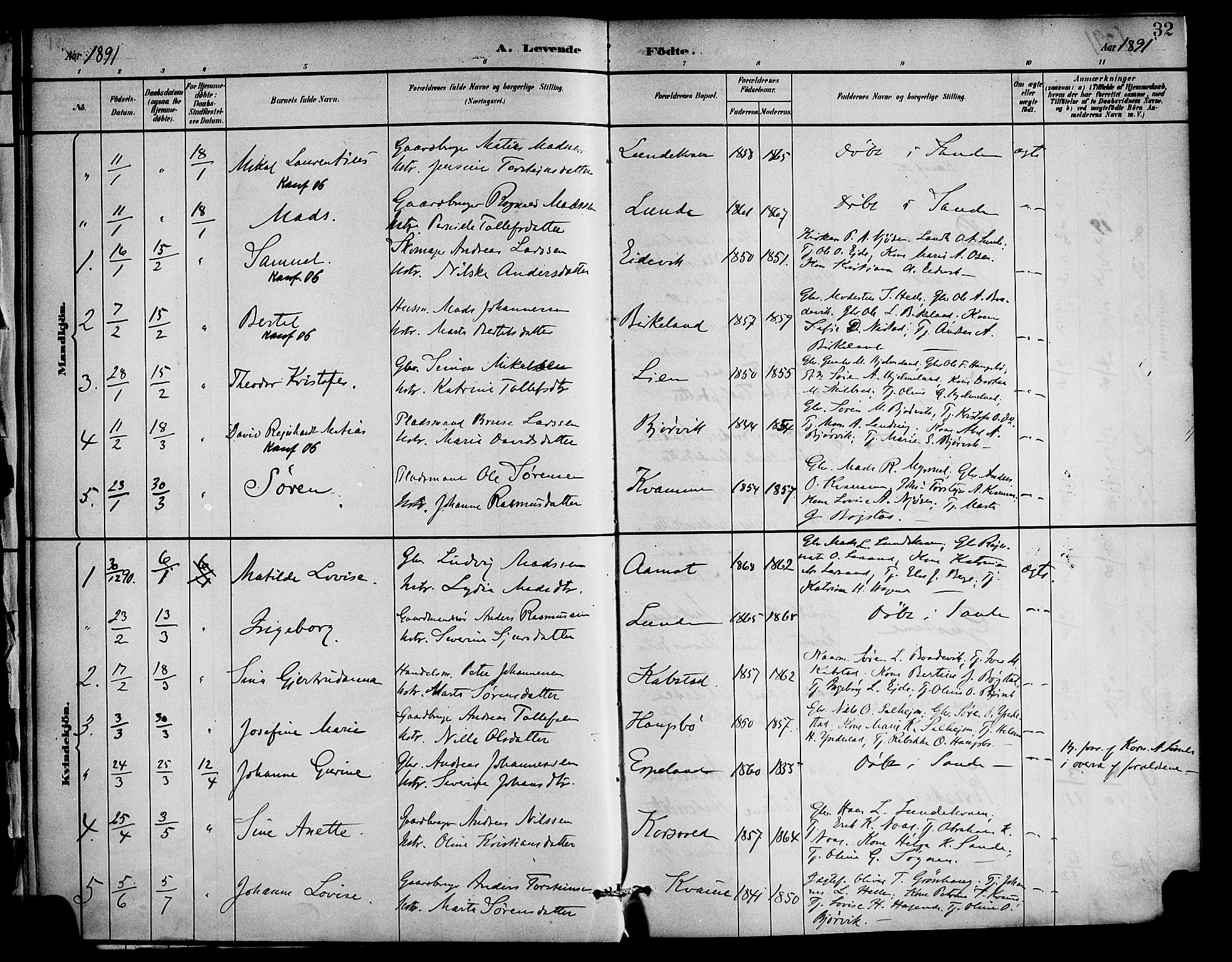 Gaular sokneprestembete, AV/SAB-A-80001/H/Haa: Parish register (official) no. C 1, 1882-1897, p. 32