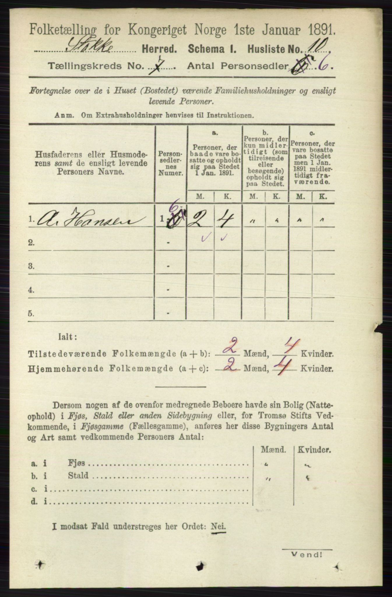 RA, 1891 census for 0720 Stokke, 1891, p. 4517