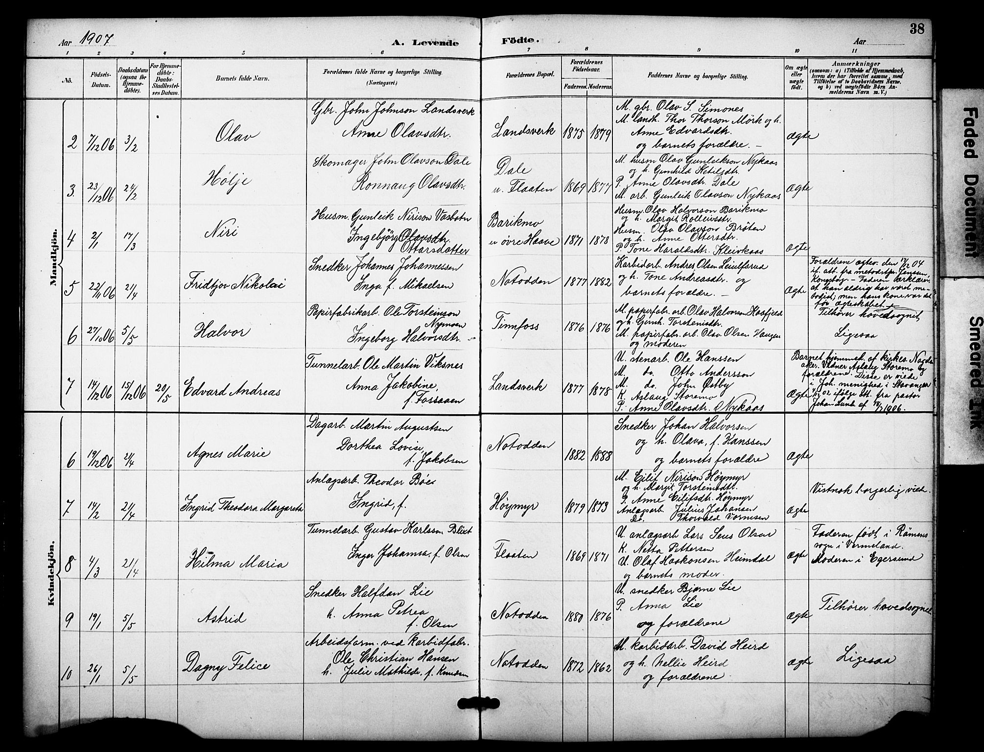 Heddal kirkebøker, SAKO/A-268/F/Fb/L0001: Parish register (official) no. II 1, 1884-1910, p. 38