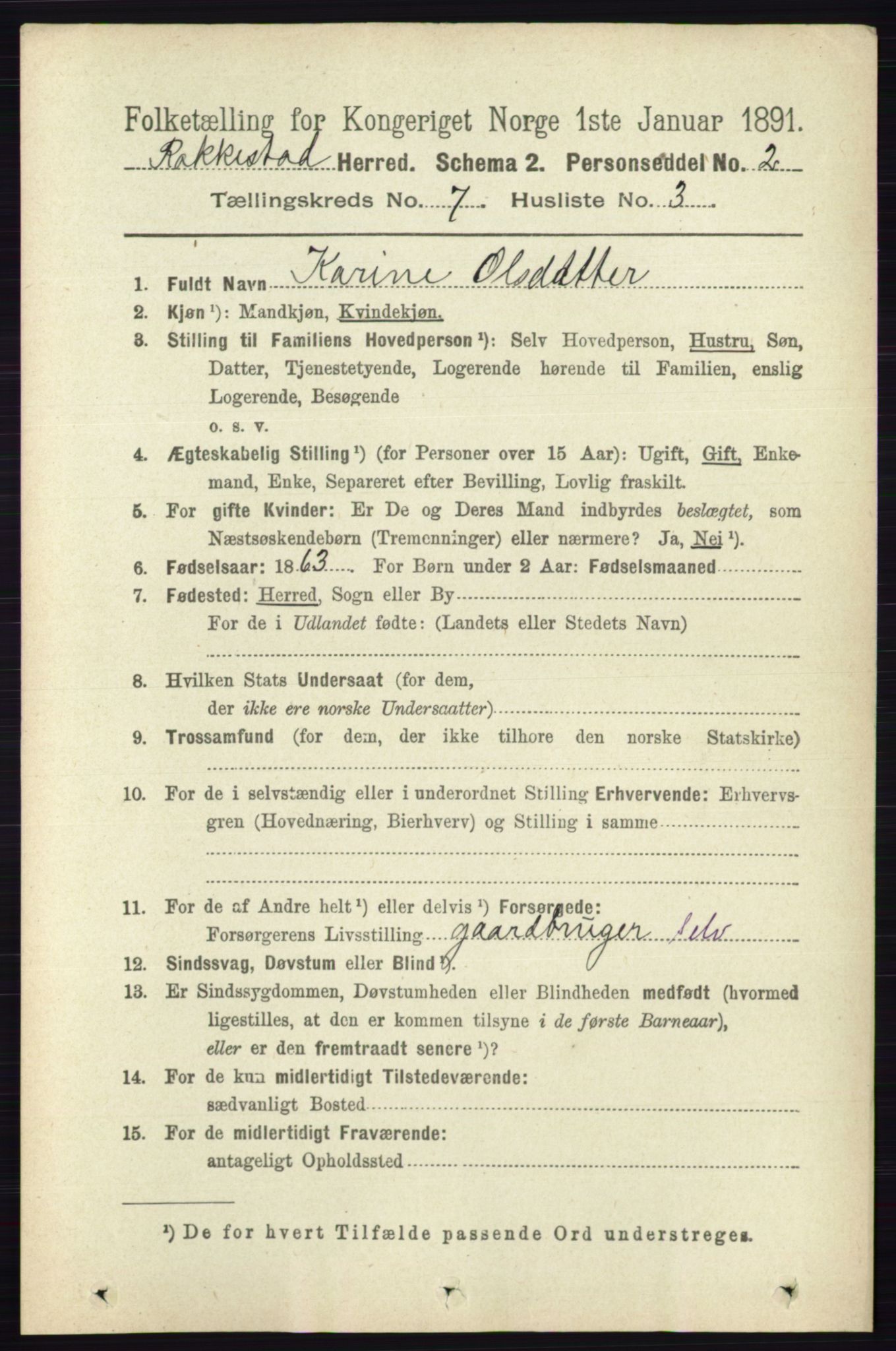 RA, 1891 census for 0128 Rakkestad, 1891, p. 3142